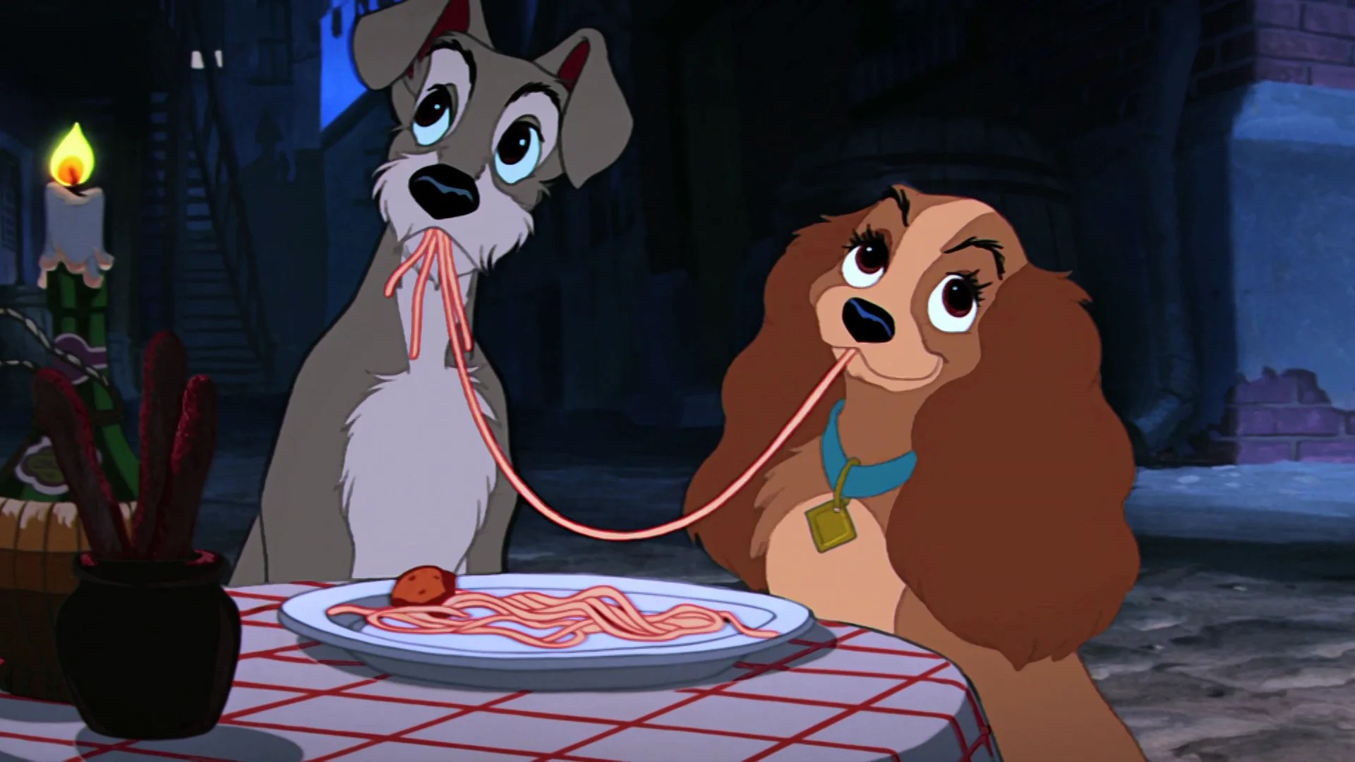 A scene from The Lady and the Tramp