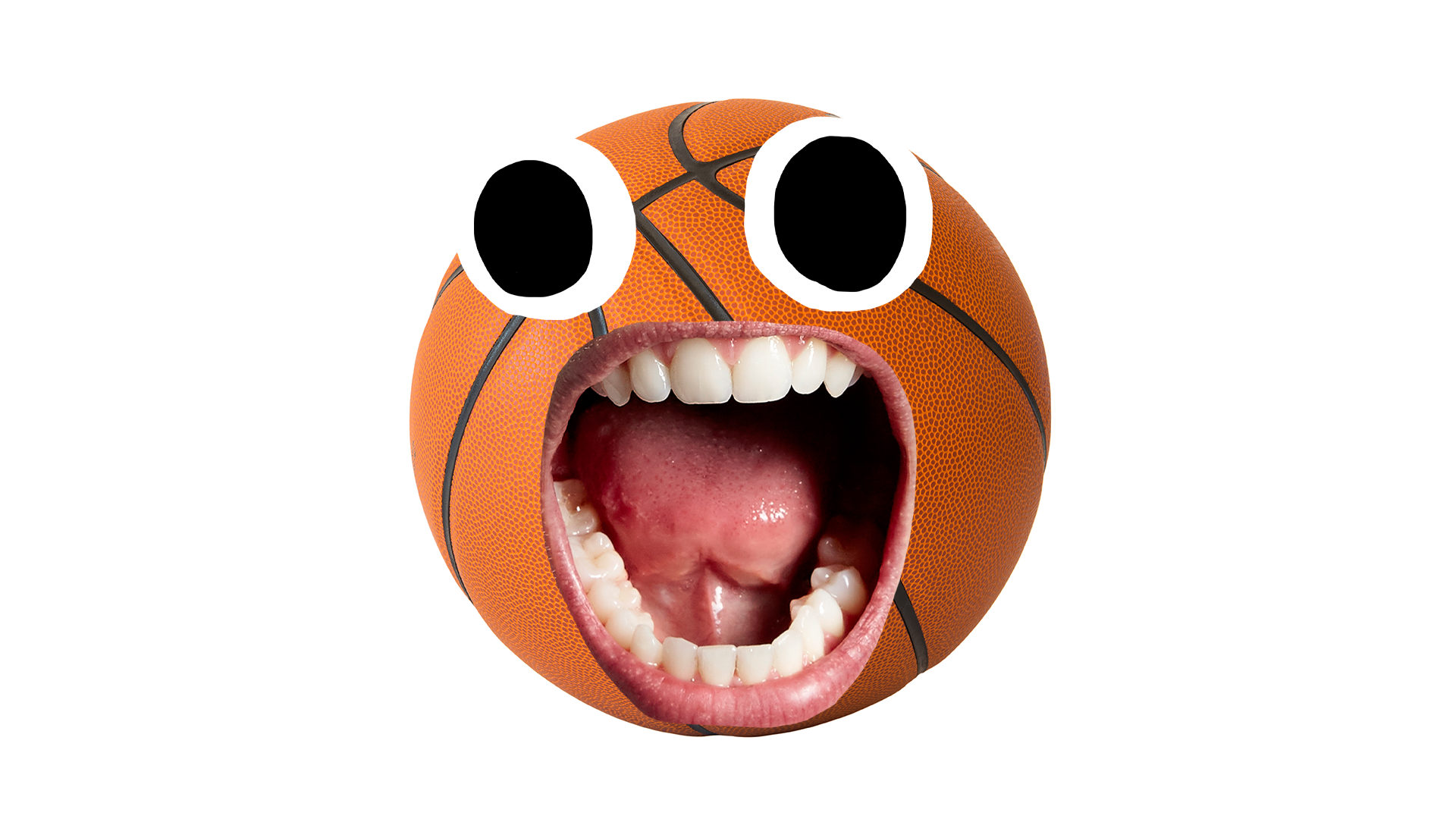 Surprised basketball on white background