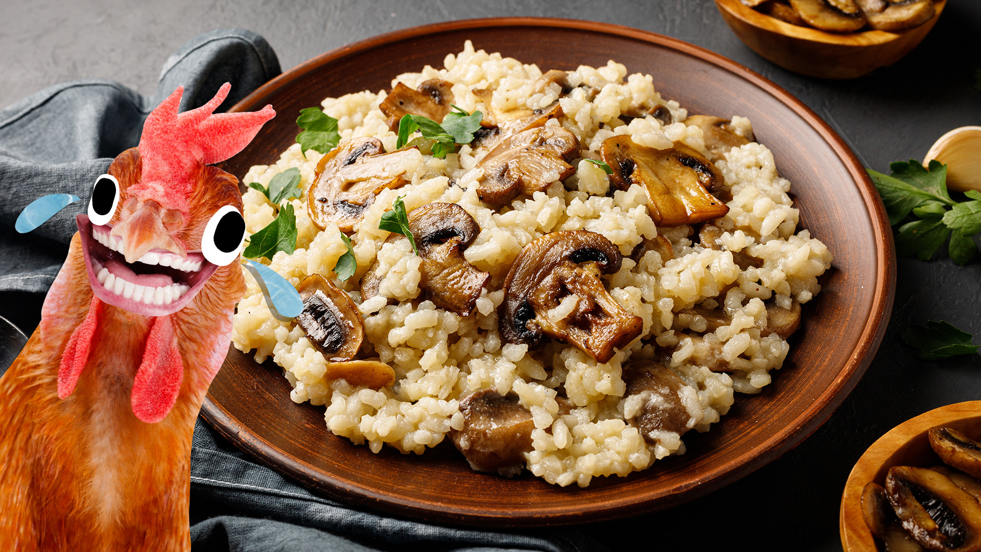 A mushroom risotto (and a chicken)