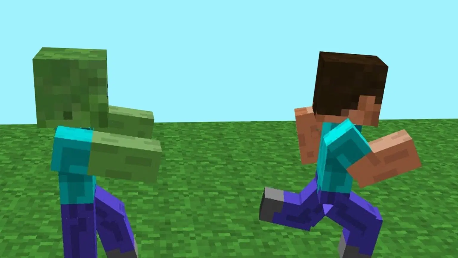 Running from a Minecraft zombie