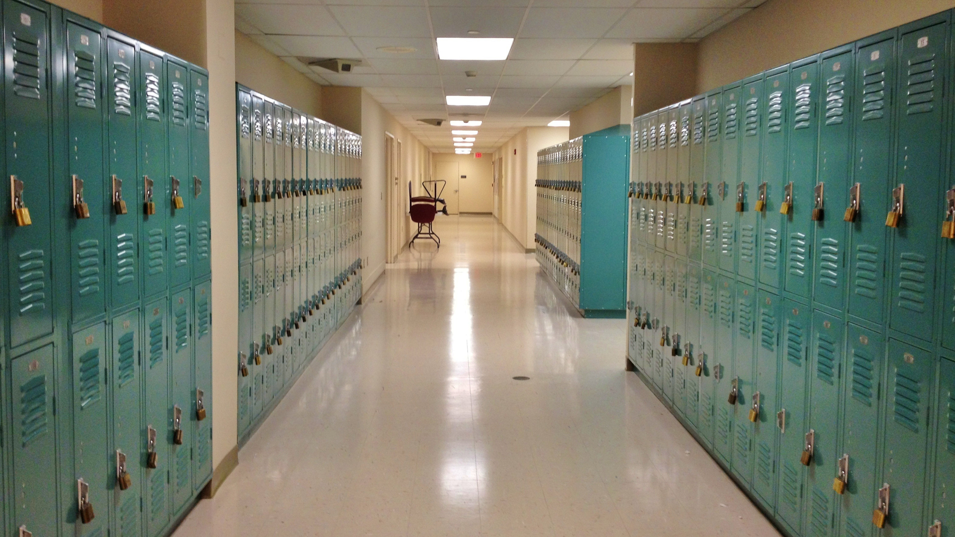 An empty school corridor