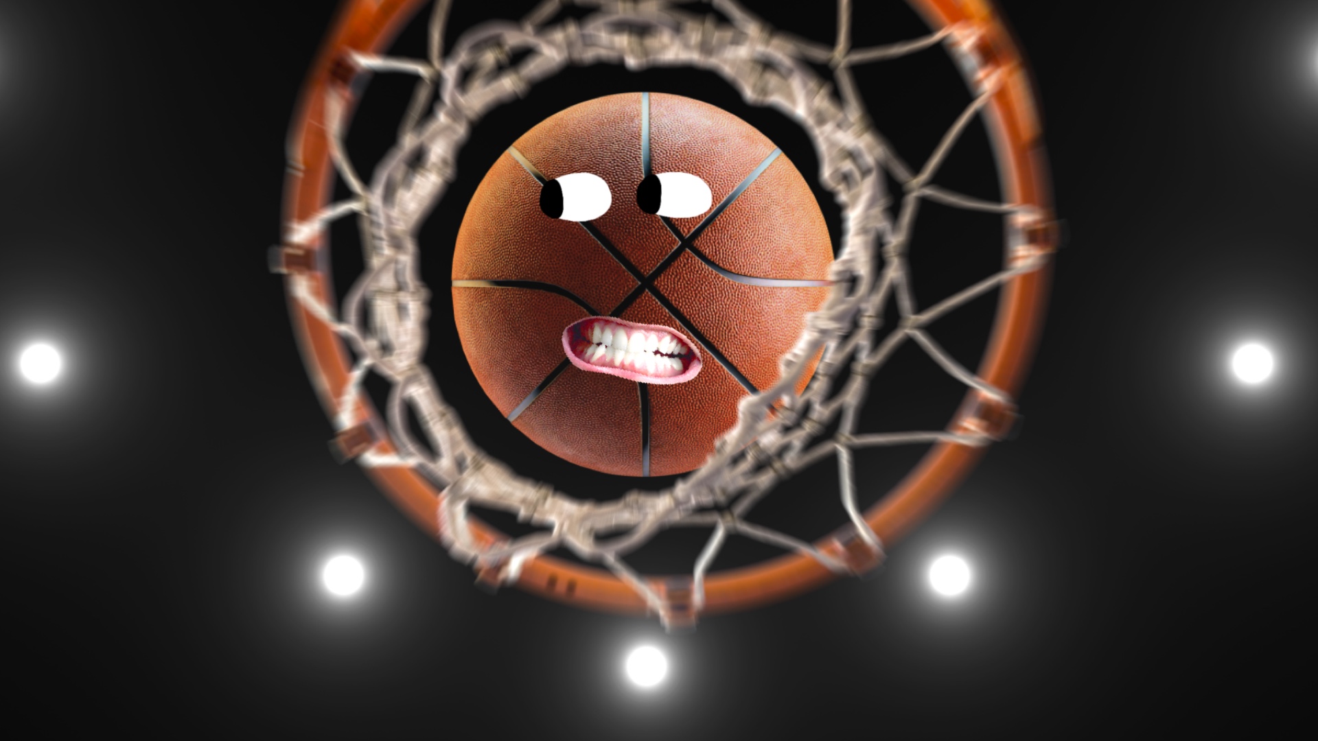 A basketball going through a hoop