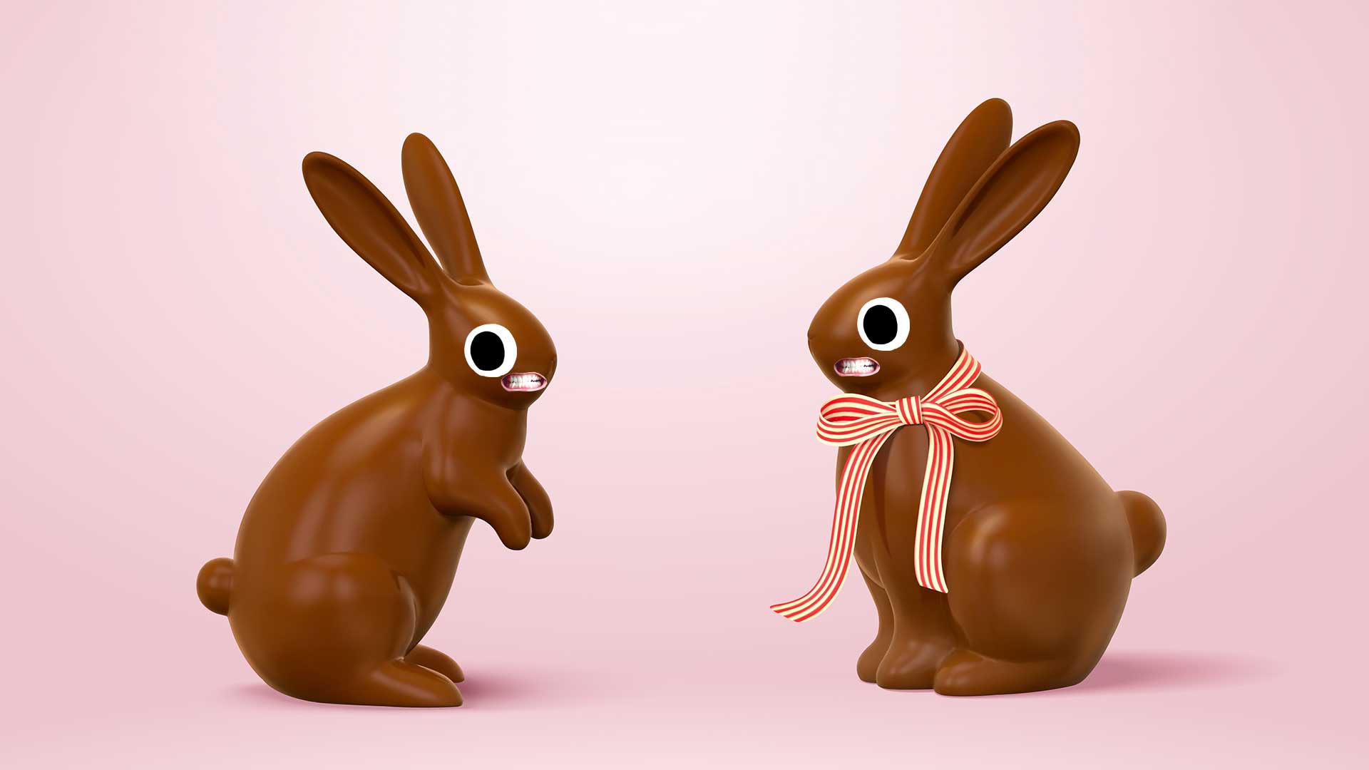 Two chocolate rabbits