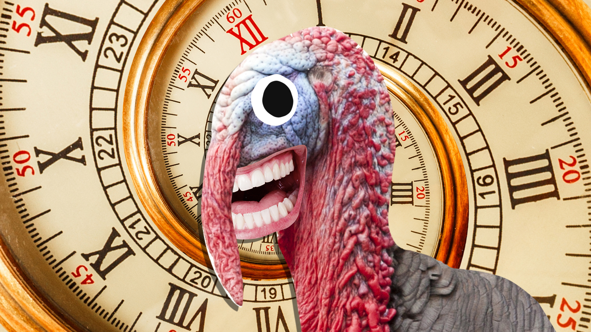A turkey being sucked into a wormhole
