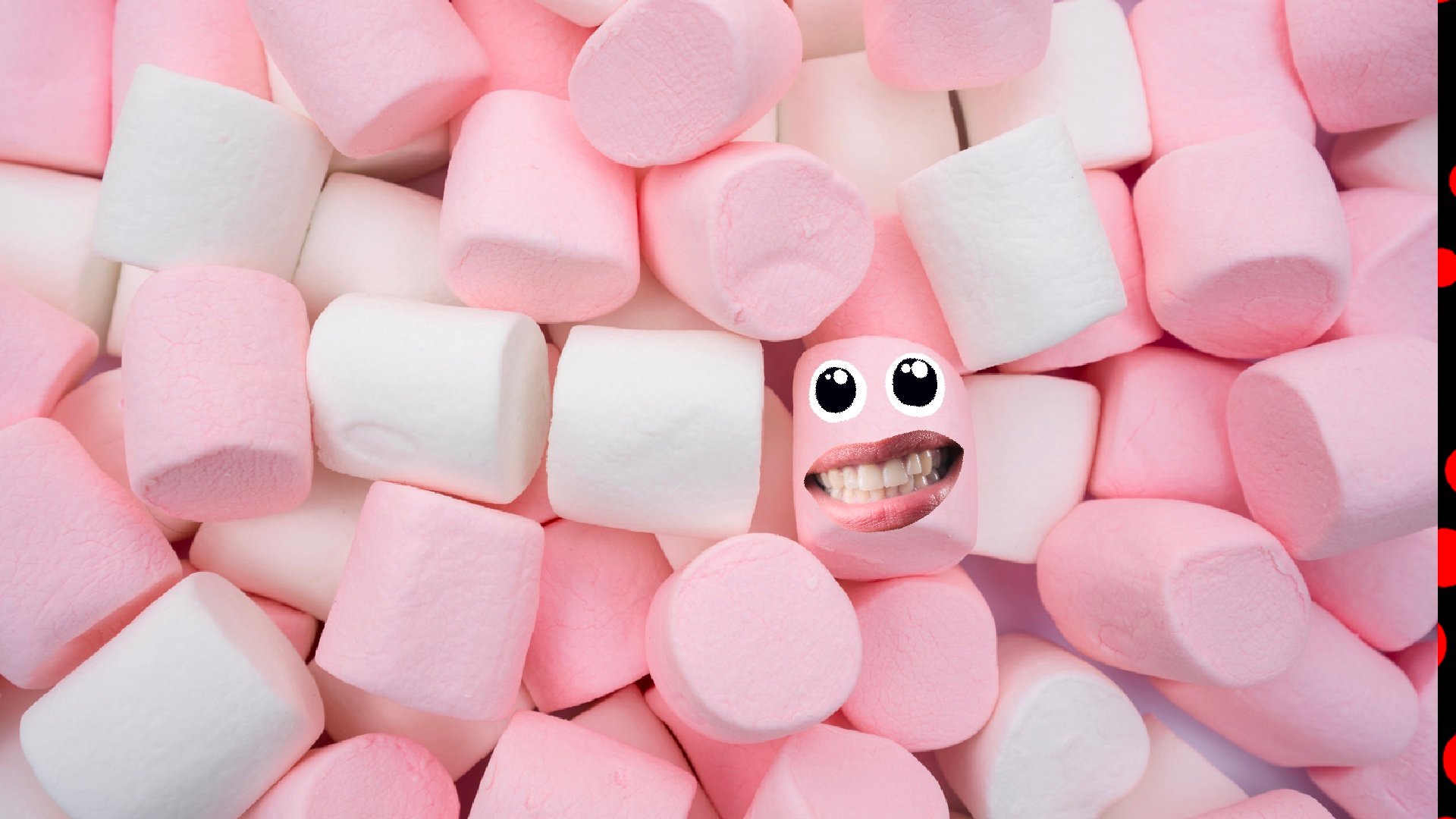 Some white and pink marshmallows