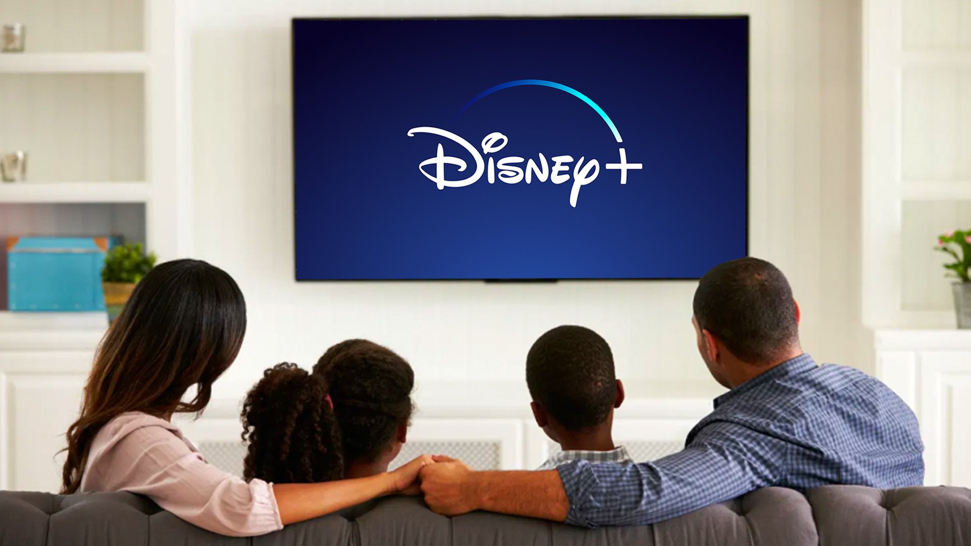 A family watching Disney +