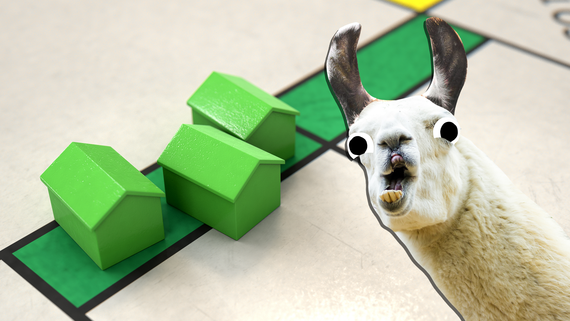 A llama playing monopoly