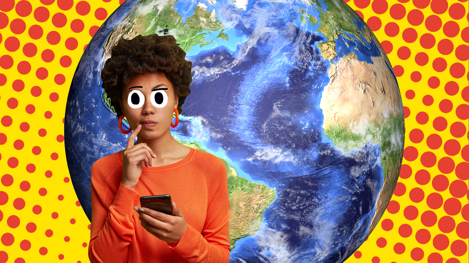 A woman pondering this tricky question in front of the entire earth