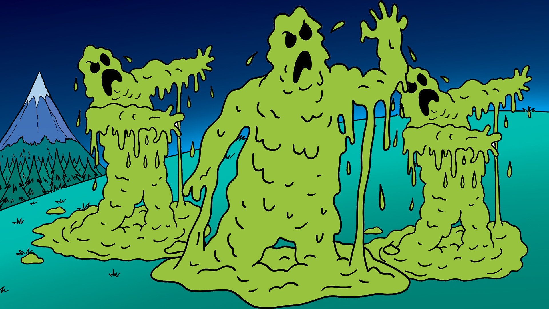Slime zombies on Beanotown's fields