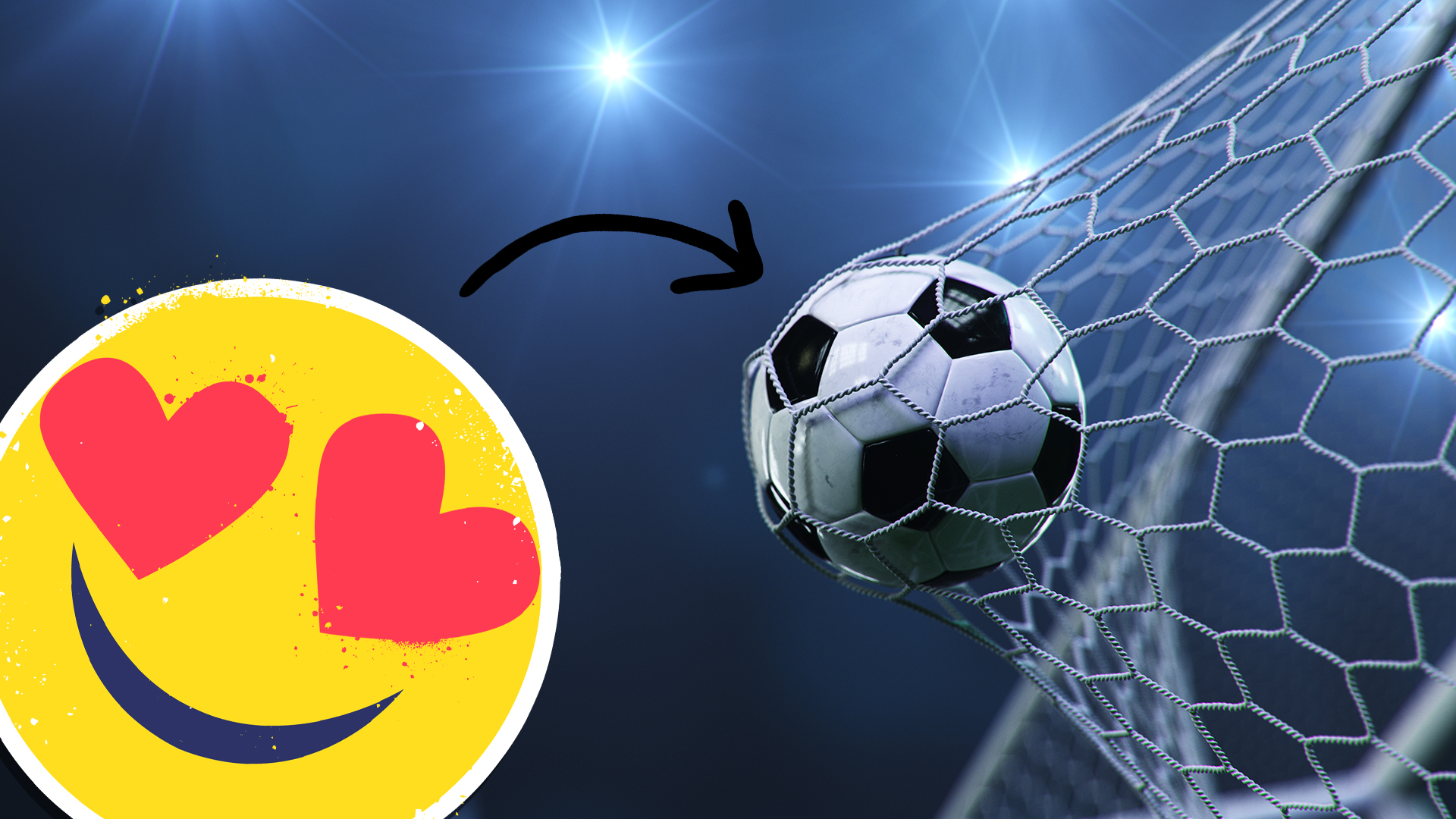 A goal and a heart eyes emoji