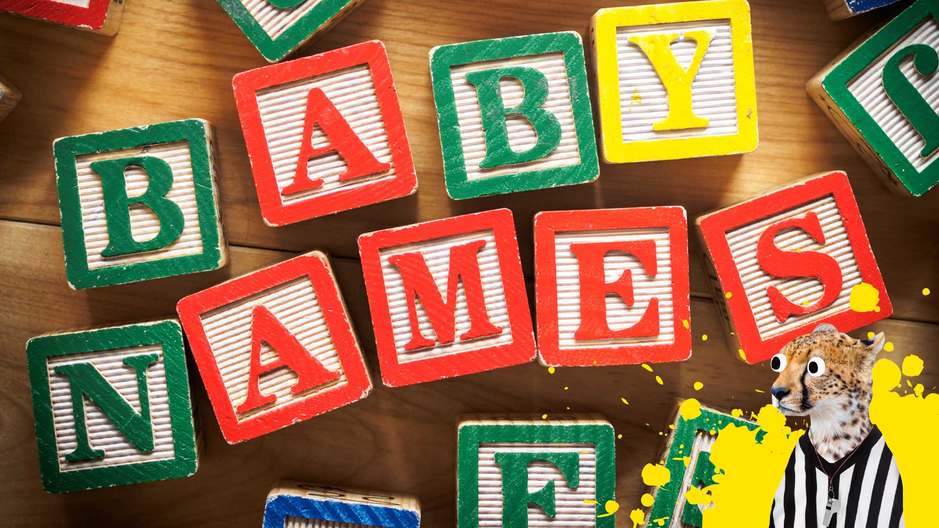 Baby blocks spelling out the words 'baby names'