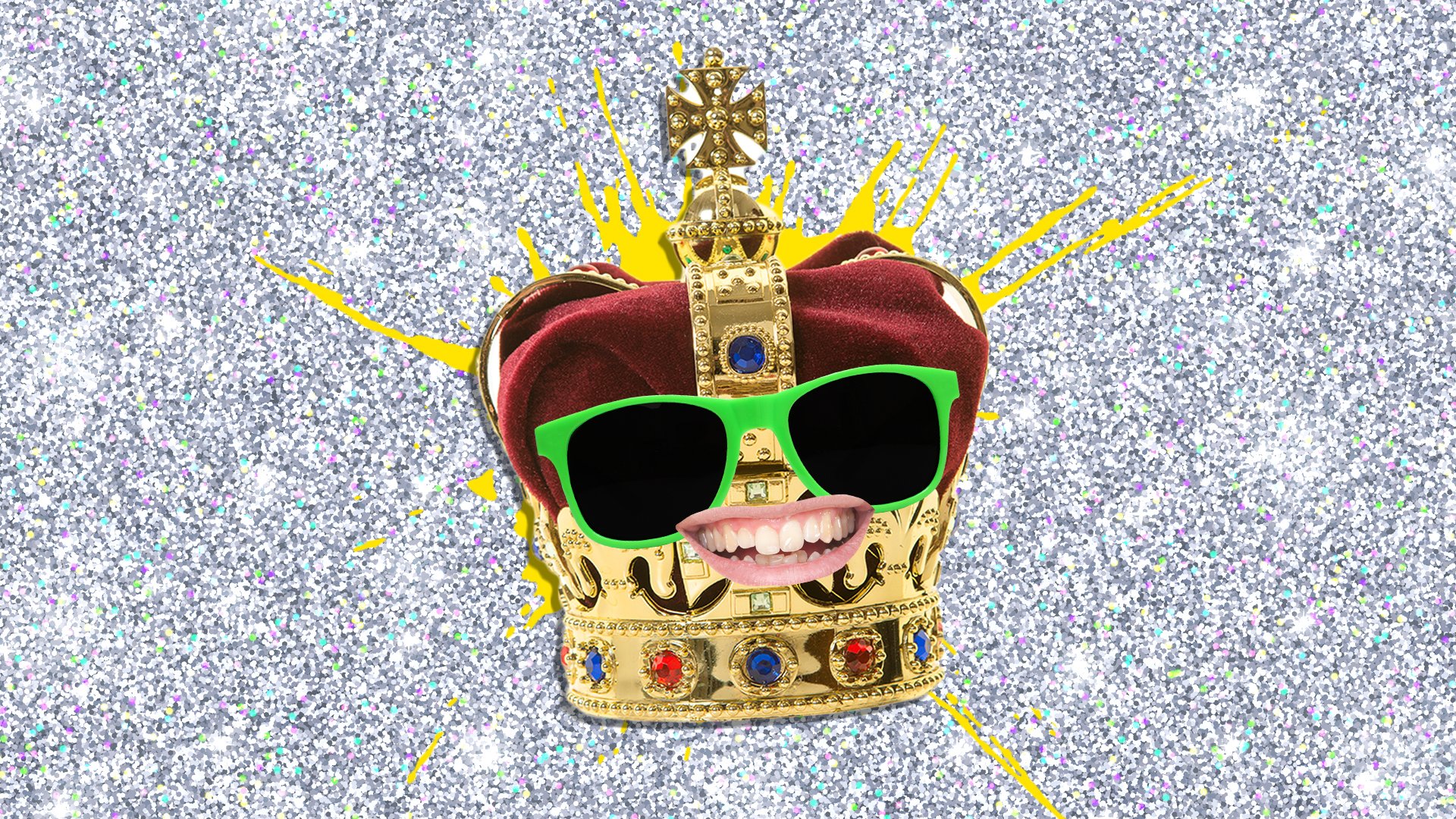 A crown on a sparkly background