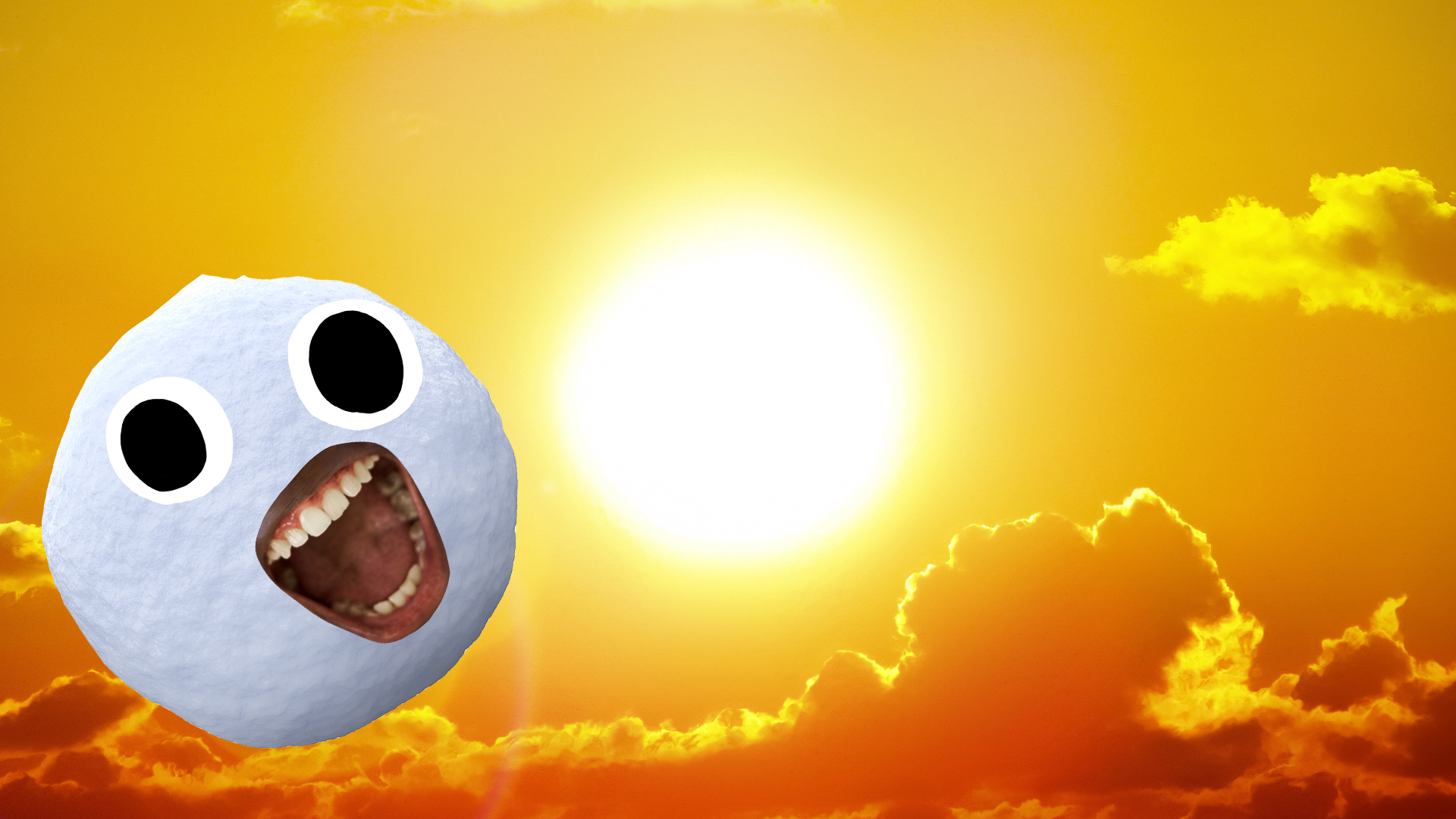 Snowball screaming as it flies towards the sun