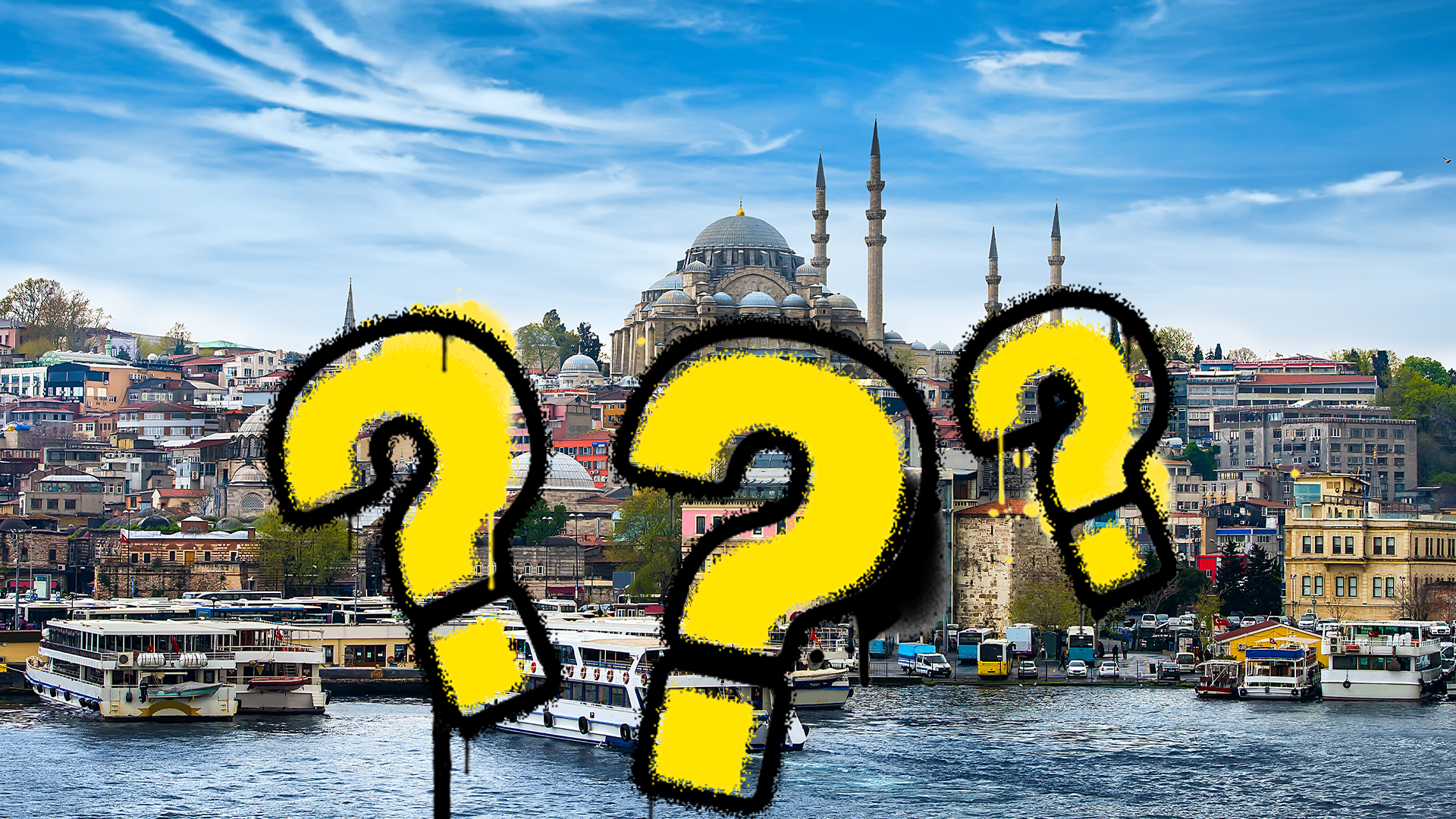 Istanbul in Turkey with question marks
