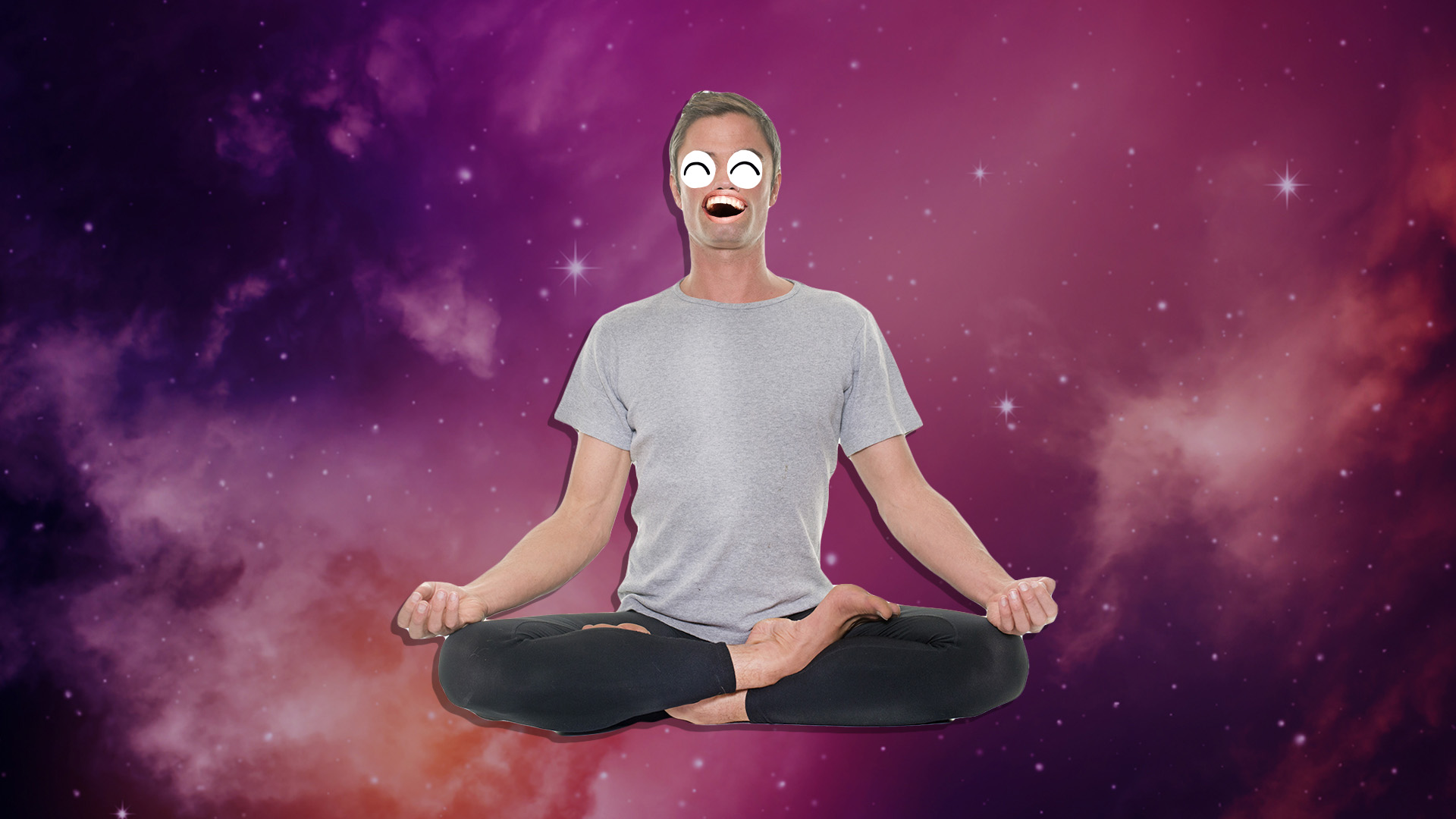 Someone doing yoga in space