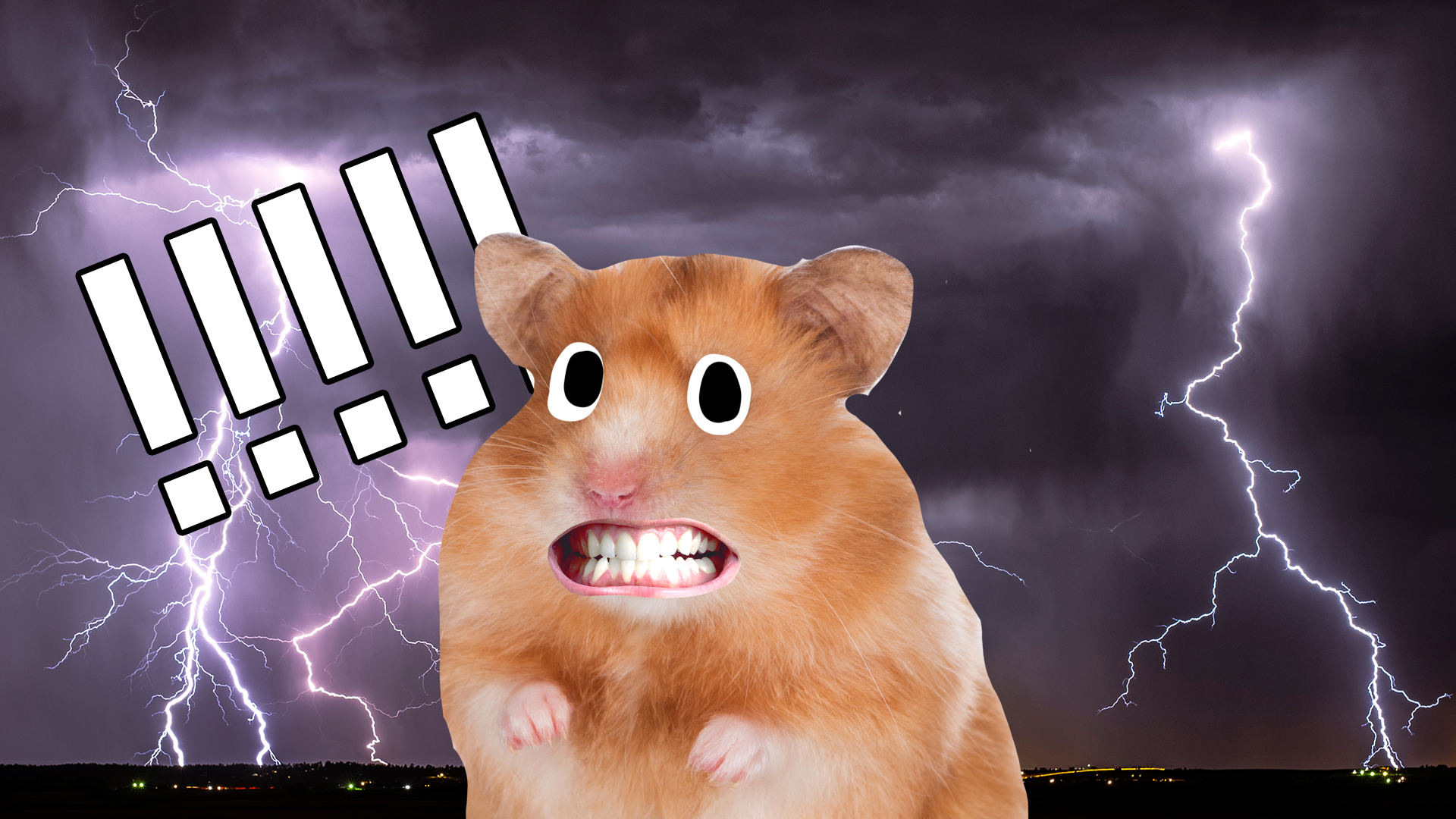A rodent with a lightning background 