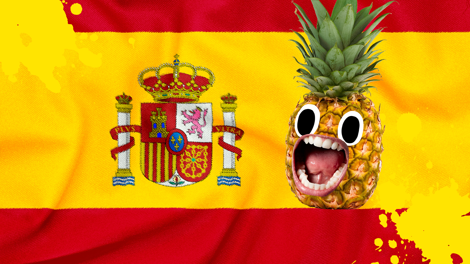 Spanish flag, screaming pineapple and splats