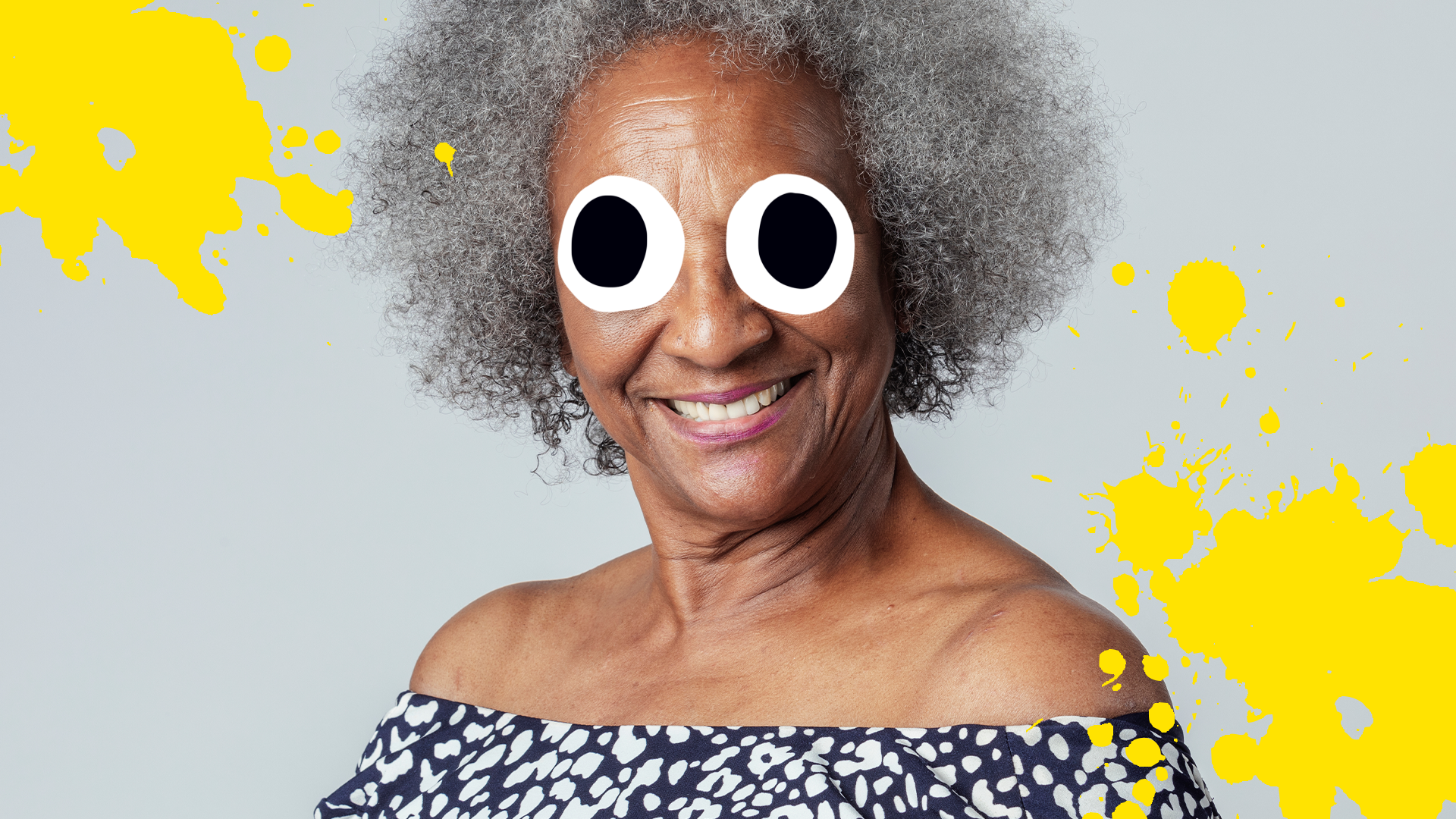 Older woman with splats