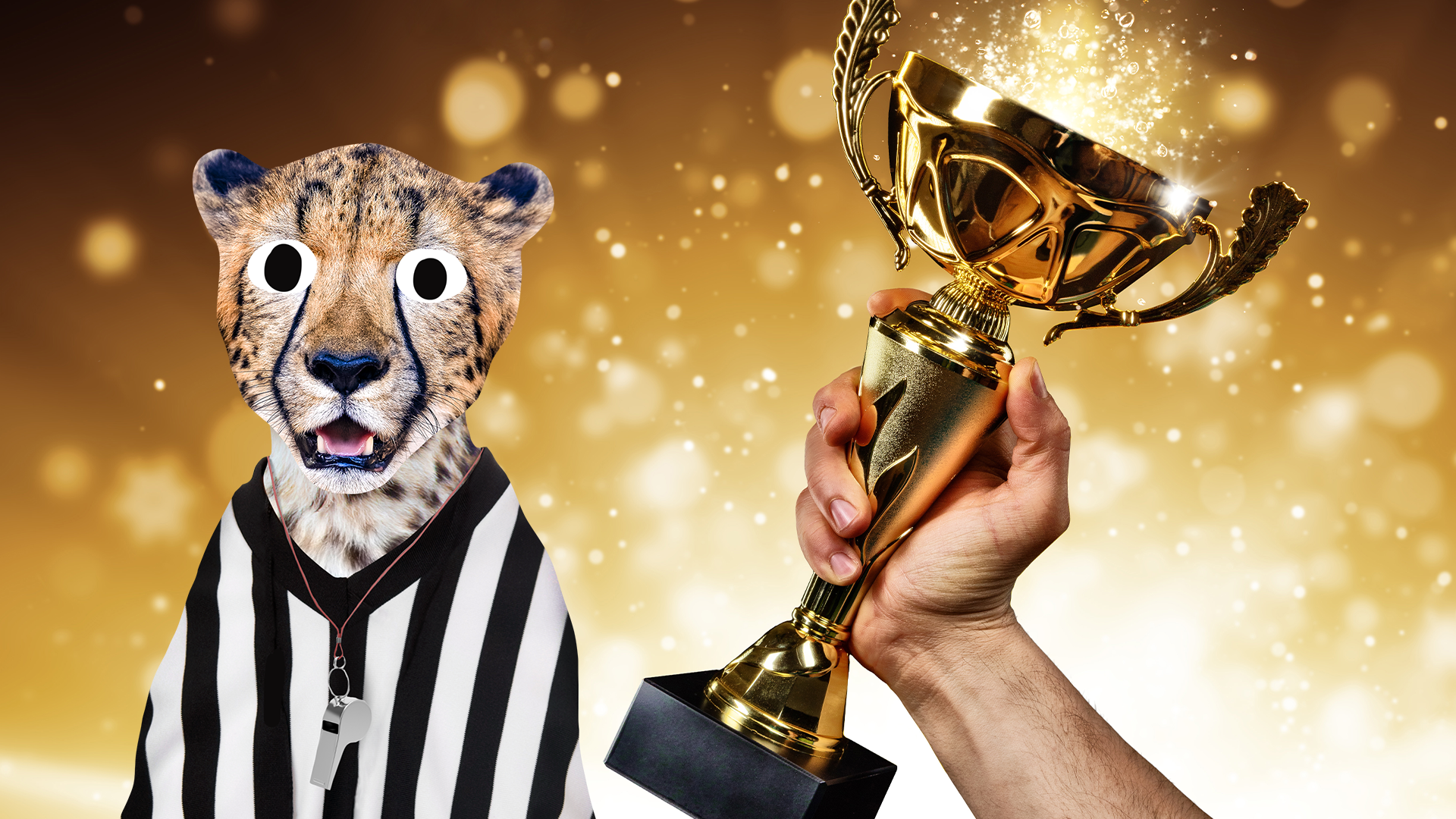 Cheetah referee and trophy
