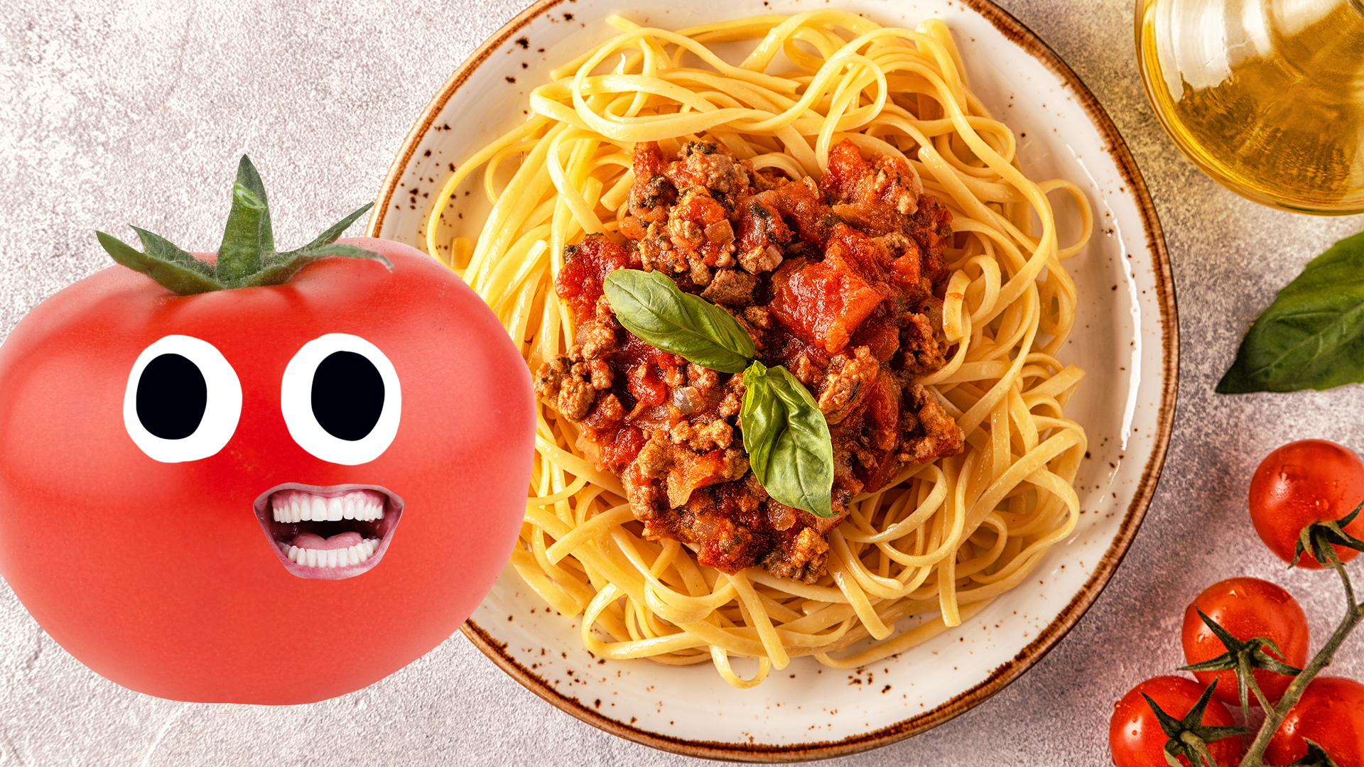 Spaghetti and goofy tomato