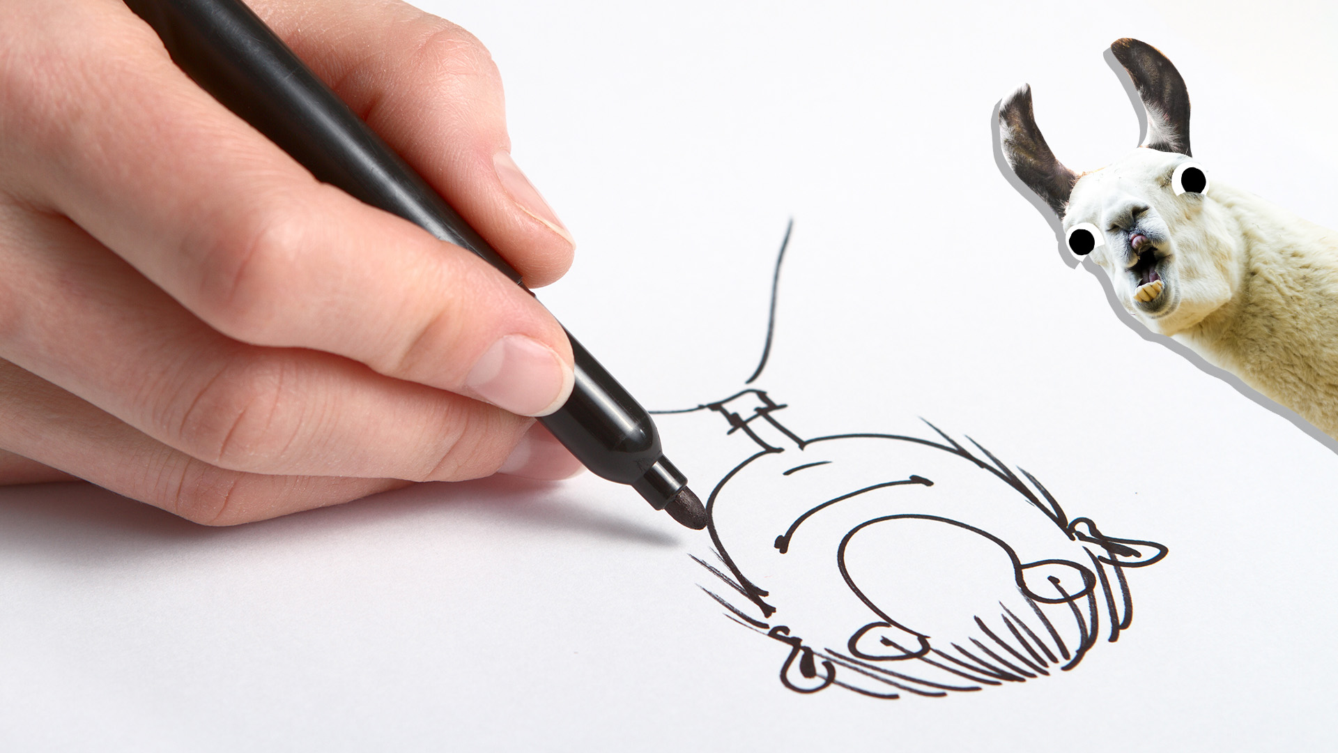 A hand drawing a cartoon