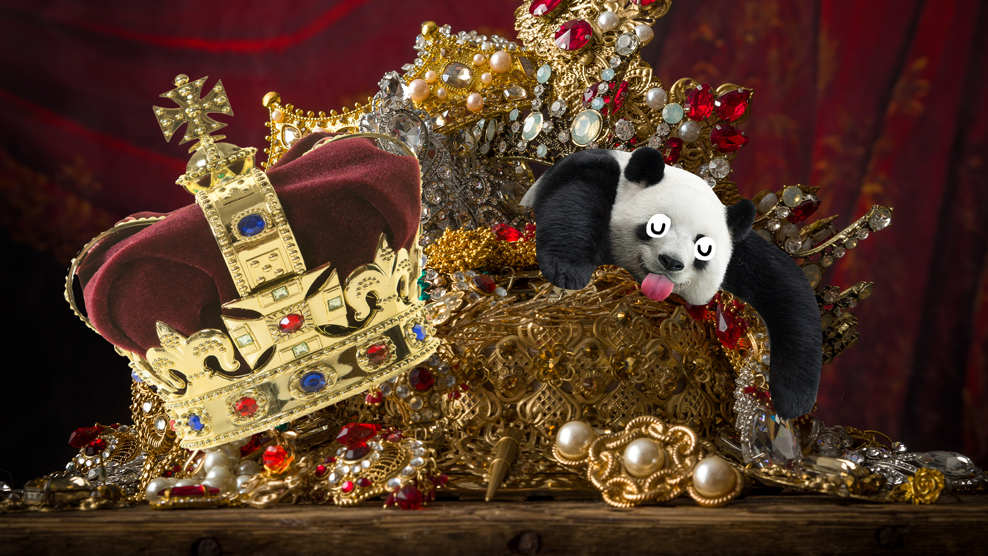 Pile of treasure and a derpy panda