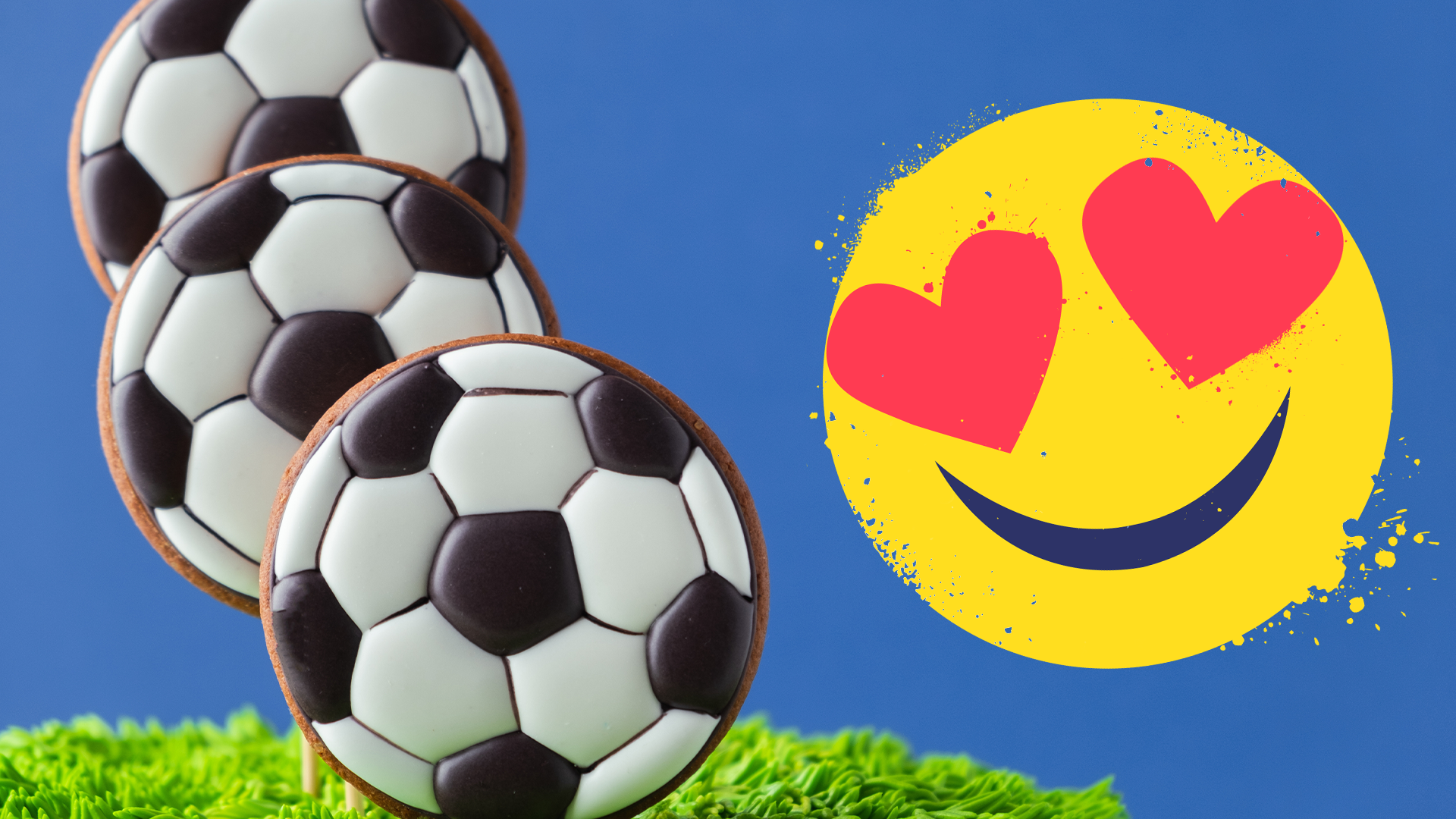 Football cookies with heart-eyes emoji