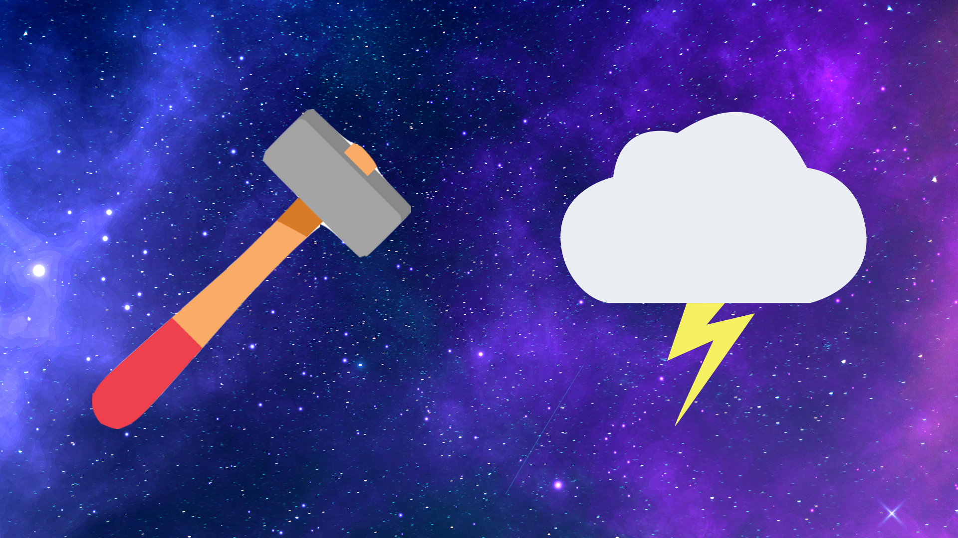 A hammer and a lightning cloud