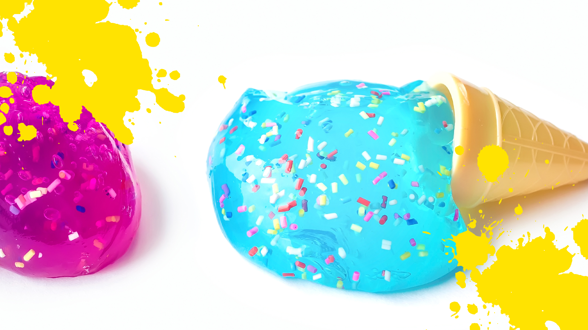 Slime in ice cream cones with splats