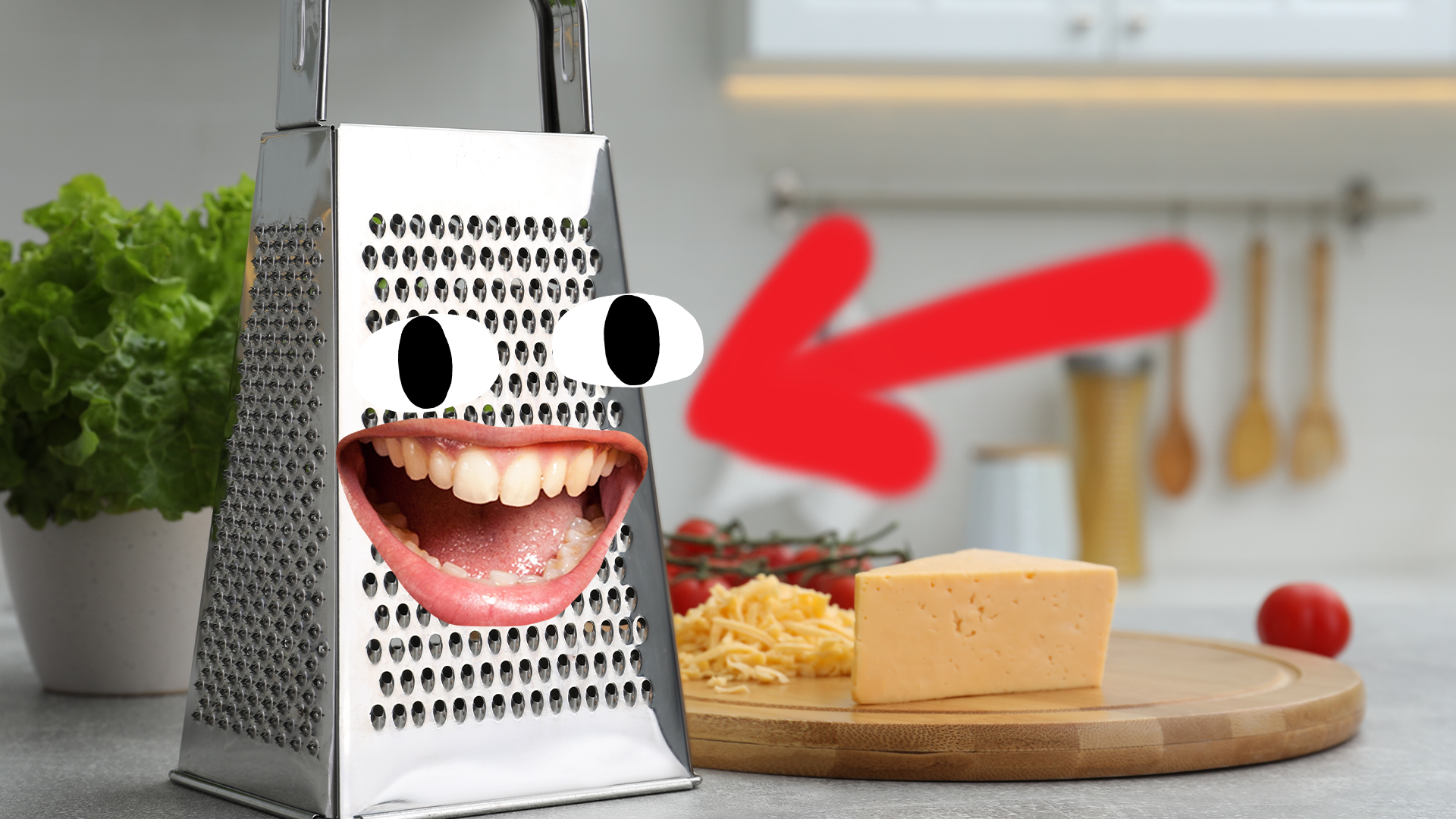 Goofy faced cheese grater 