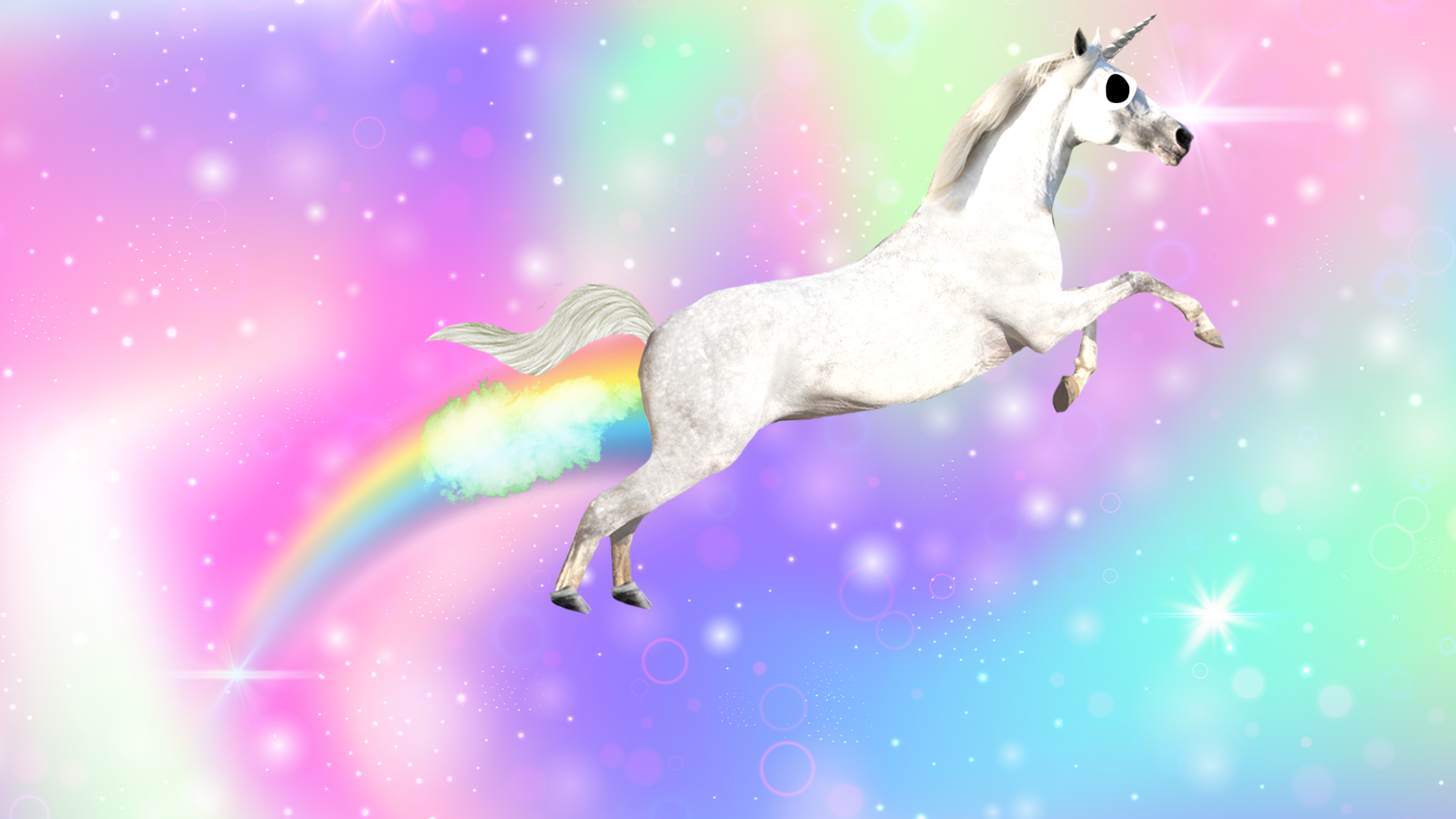 Unicorn farting a rainbow on rainbow backgroud