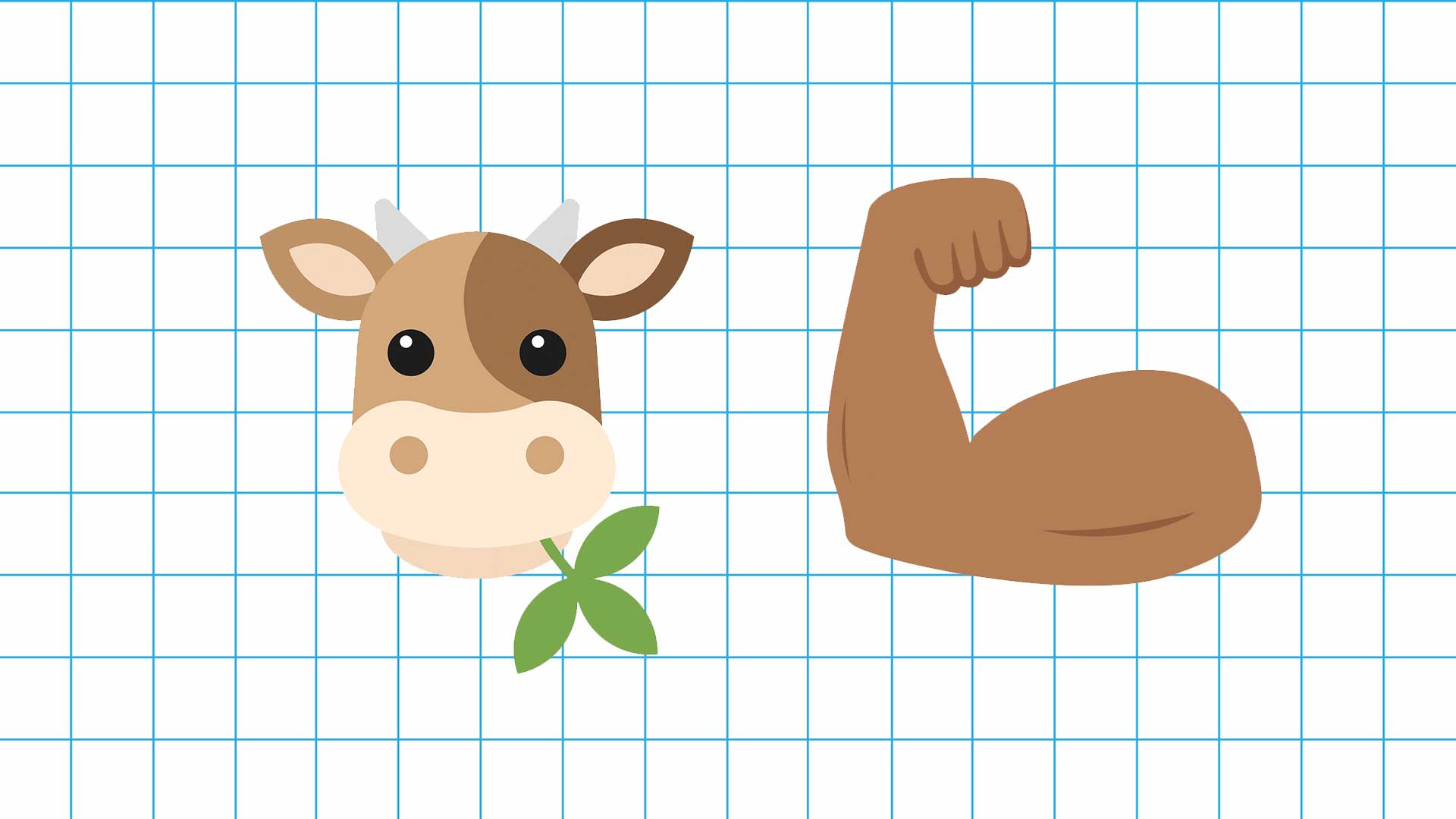 A cow and a muscly arm emoji