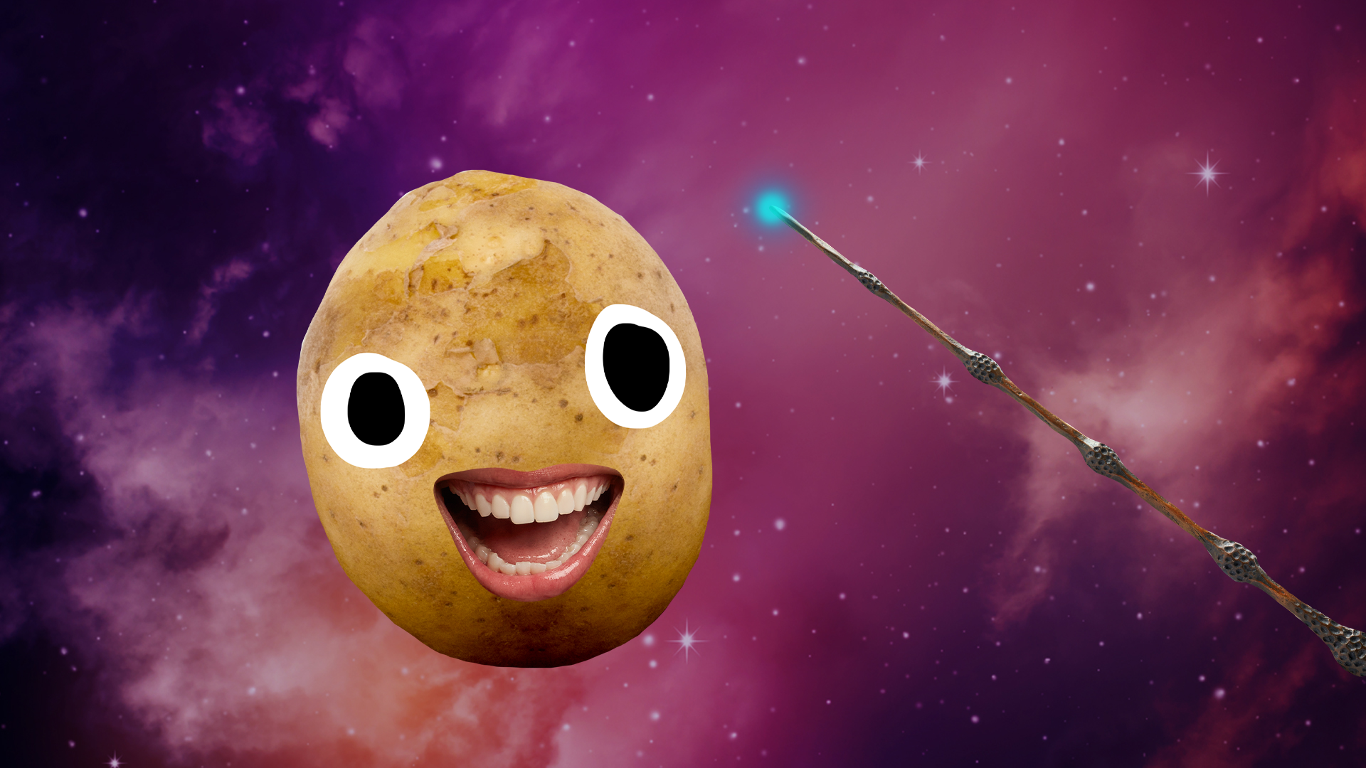 Potato face and wand