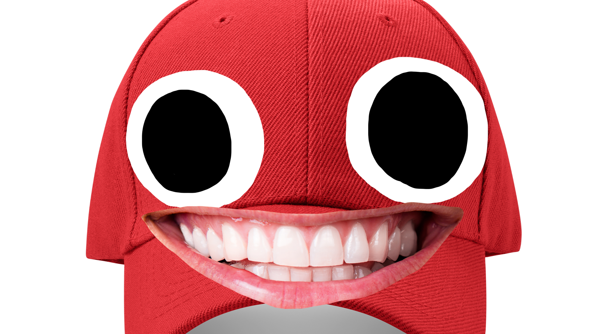 Baseball cap with goofy face