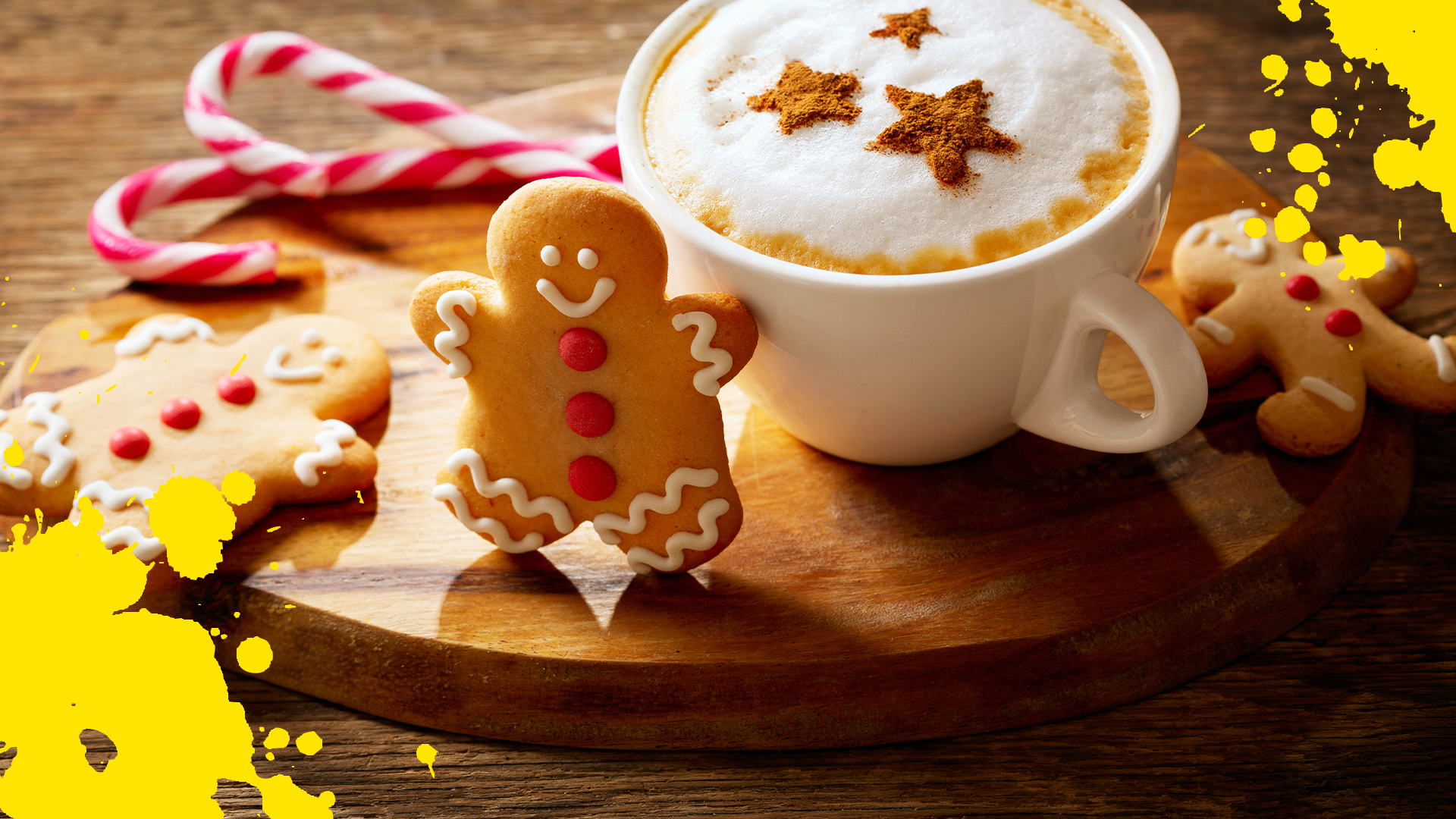 Gingerbread latte and yellow splats