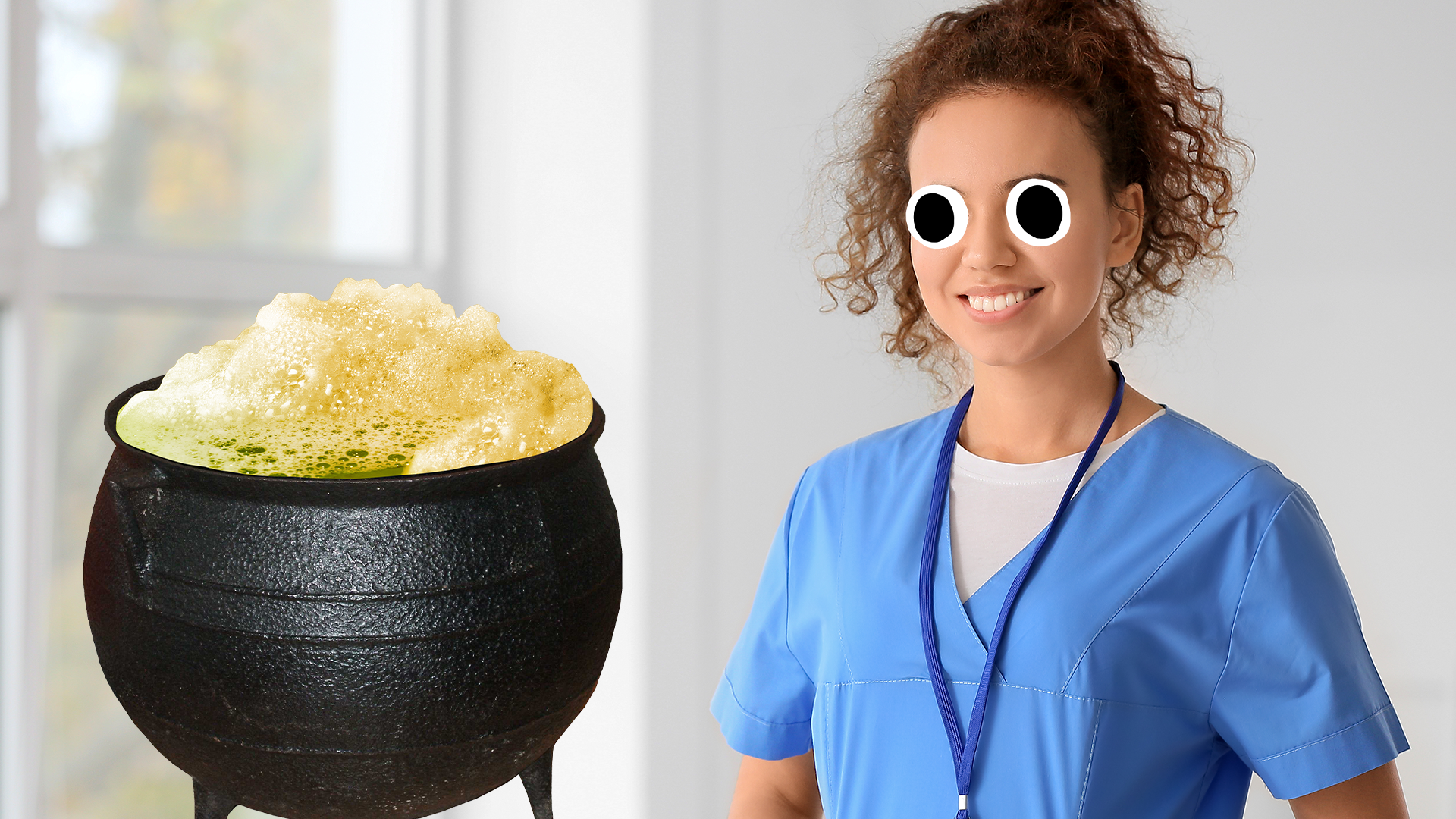 Nurse with cauldron