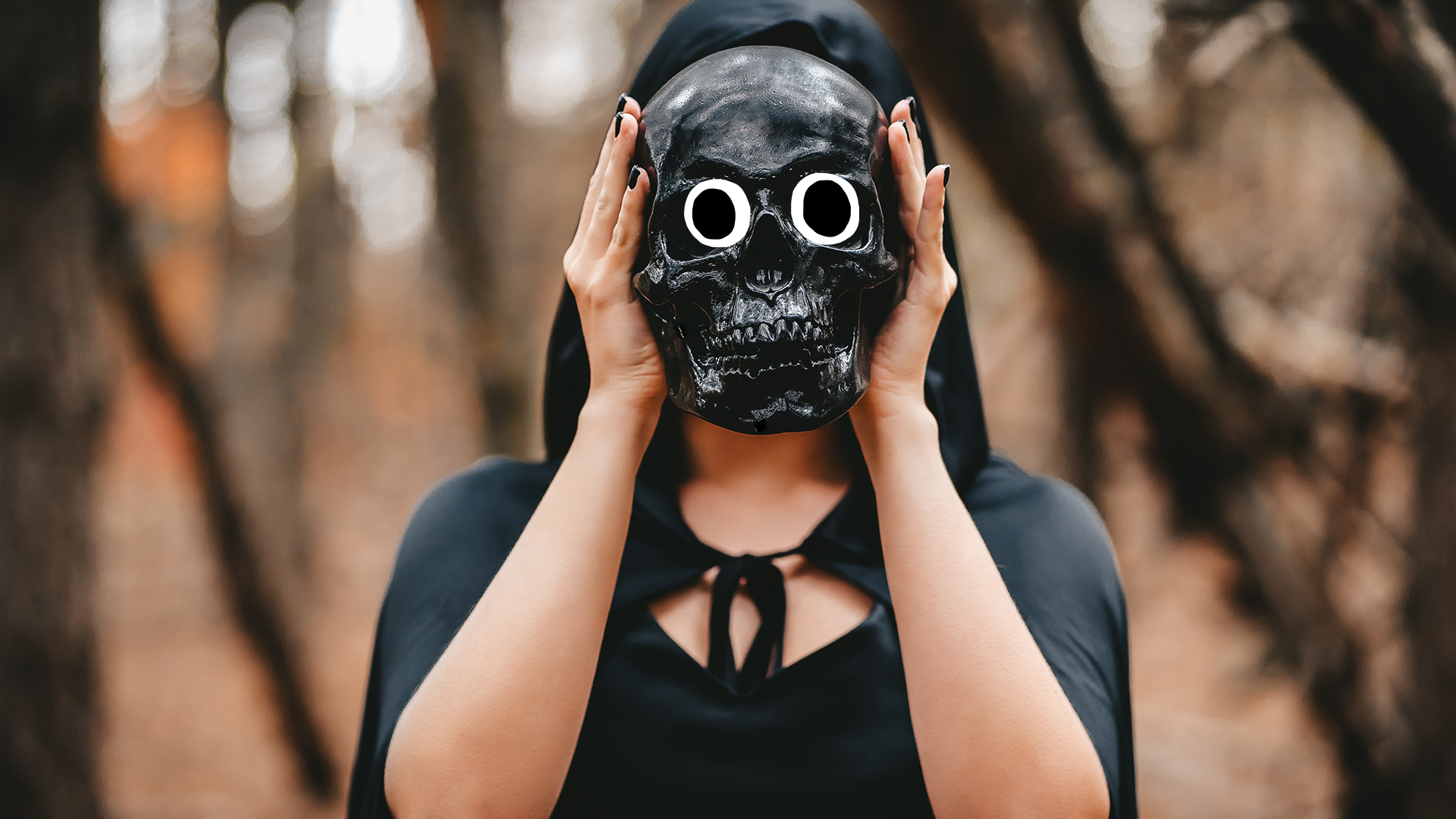 Woman in creepy mask