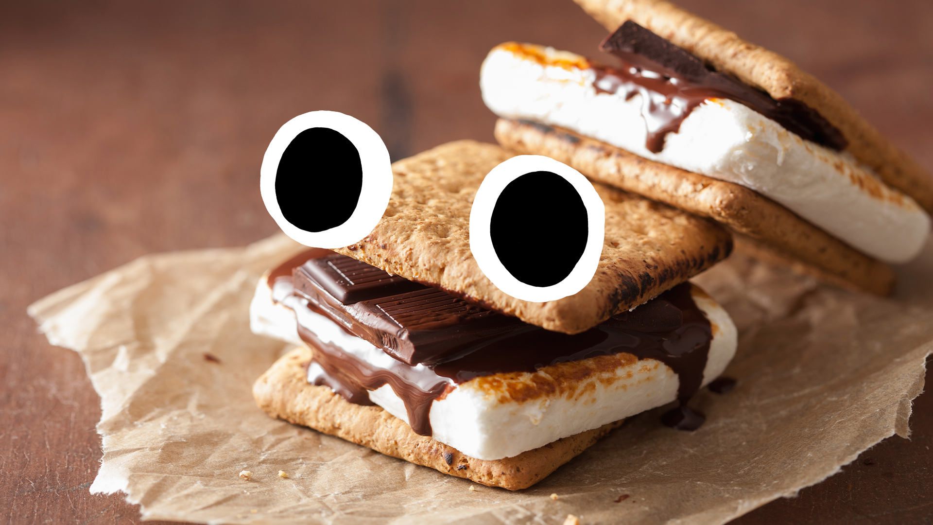 S'more with goofy face