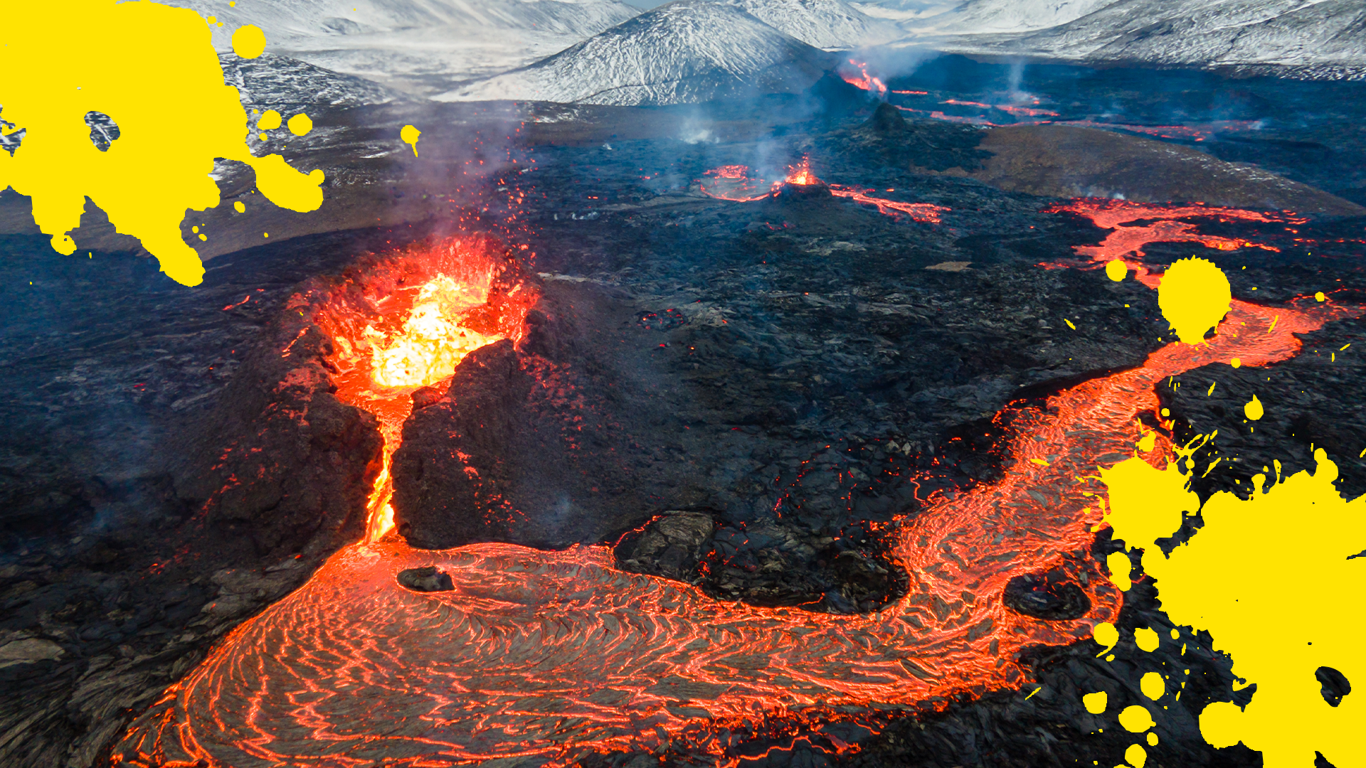 Icelandic volcano and splats