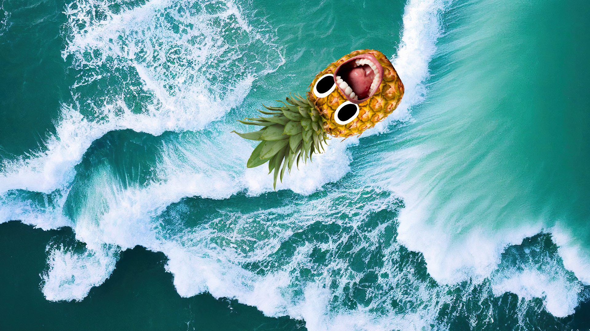 Pineapple in the waves