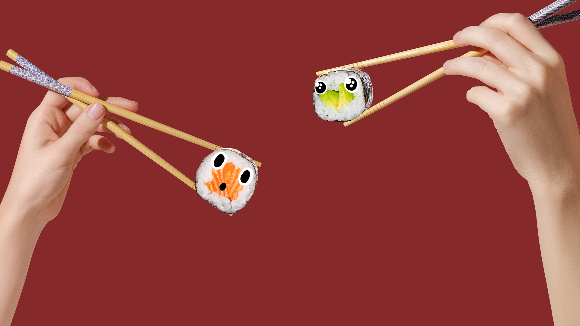 Chopsticks holding beano sushi