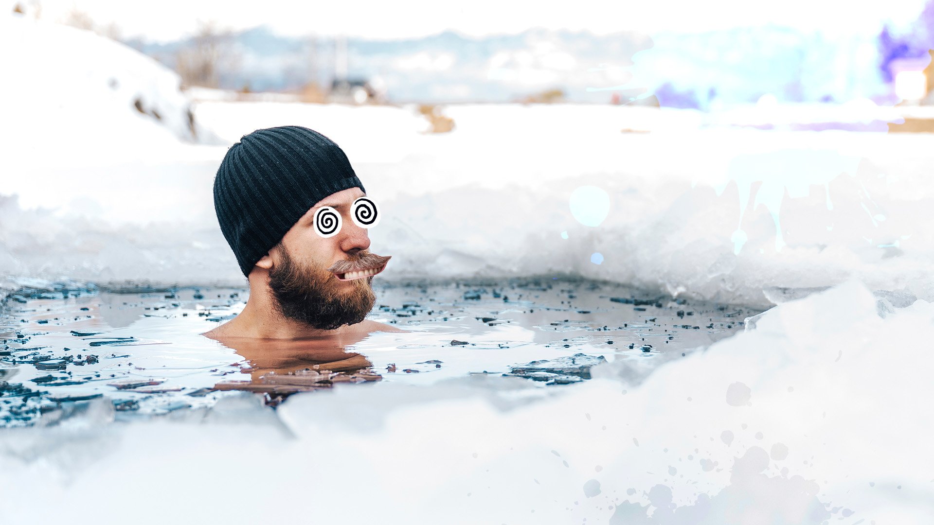 Someone swimming in icy water