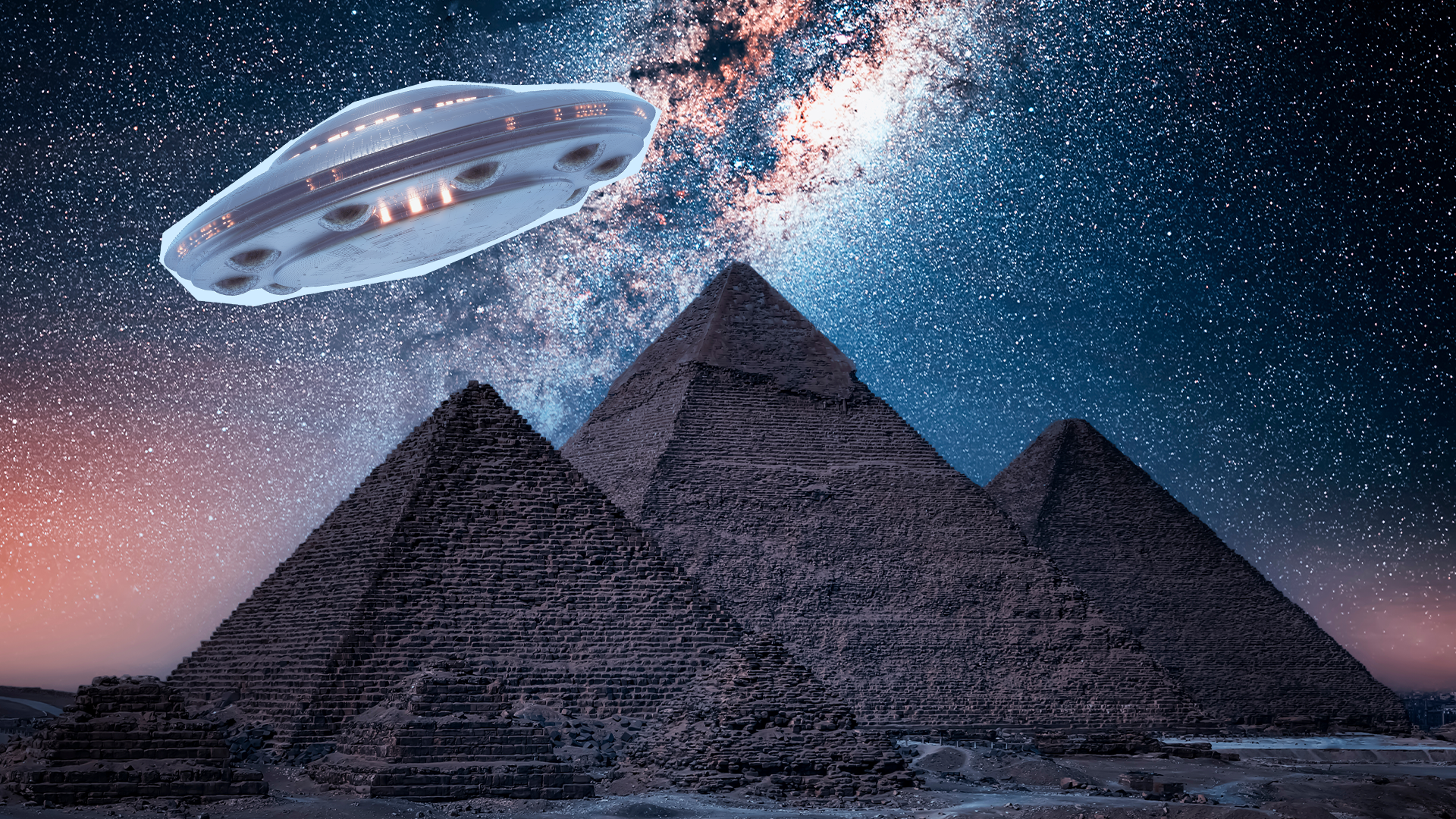 A flying suacer over the pyramids