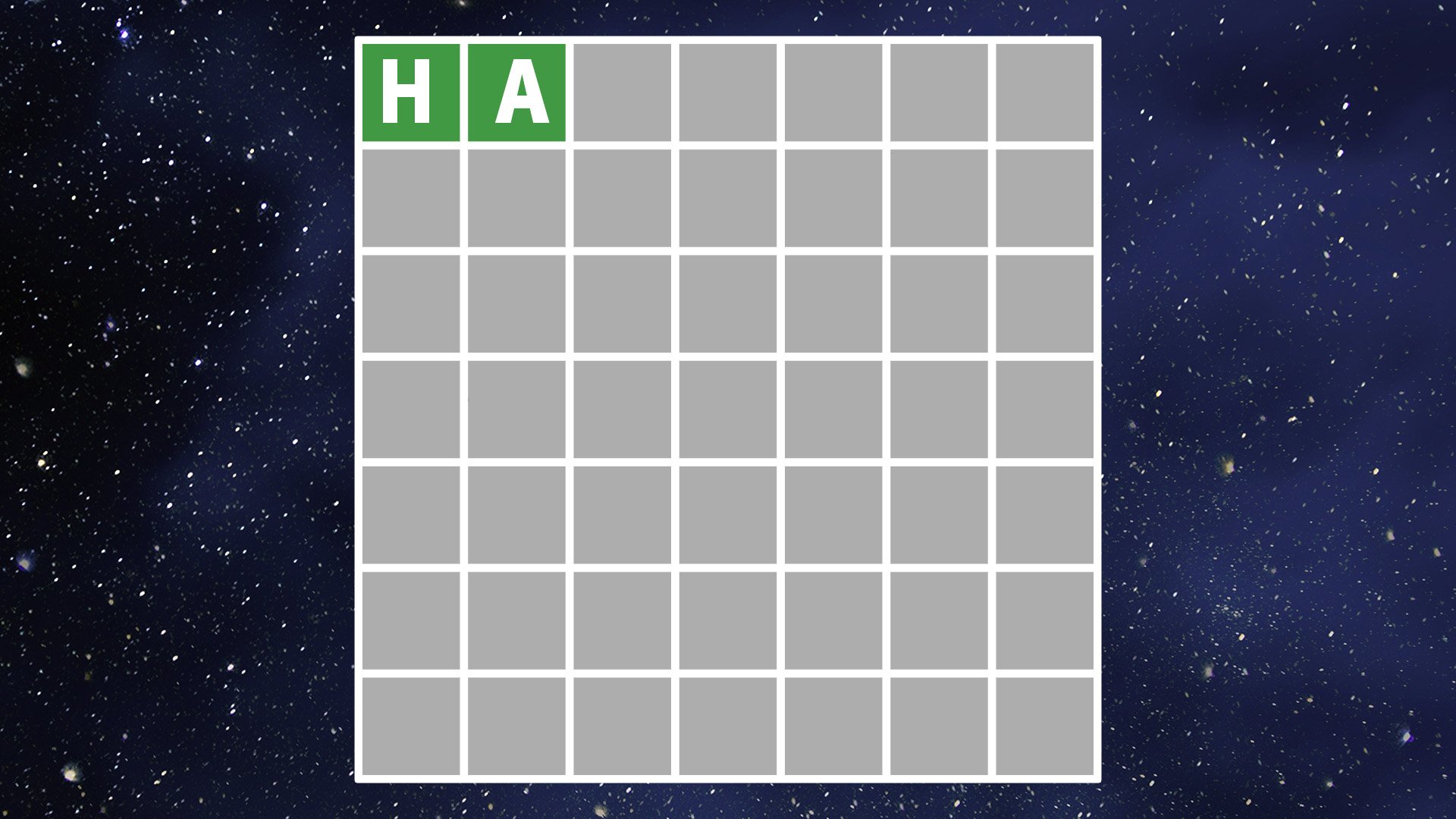 Wordle grid with the word HA to start you off