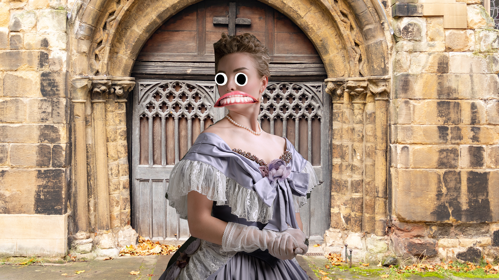 Victorian woman outside church