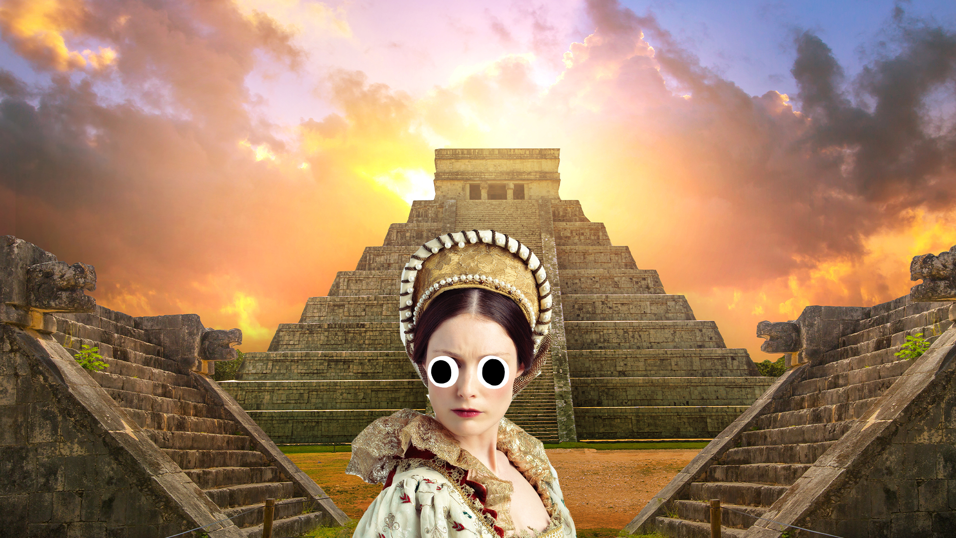 Tudor woman and Aztec temples