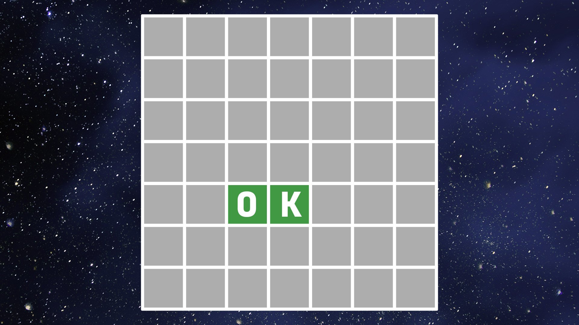 Wordle grid with the word OK to start you off