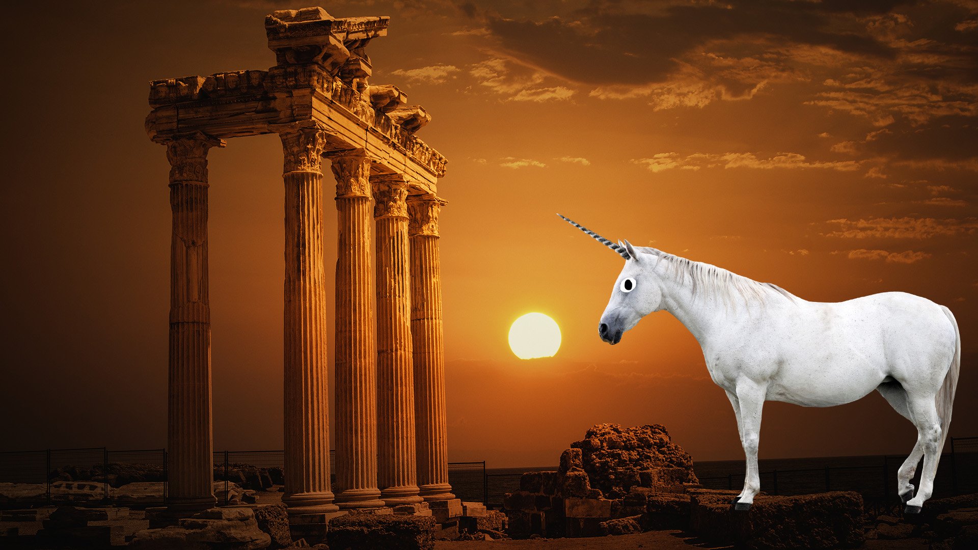 A unicorn at the Temple of Apollo