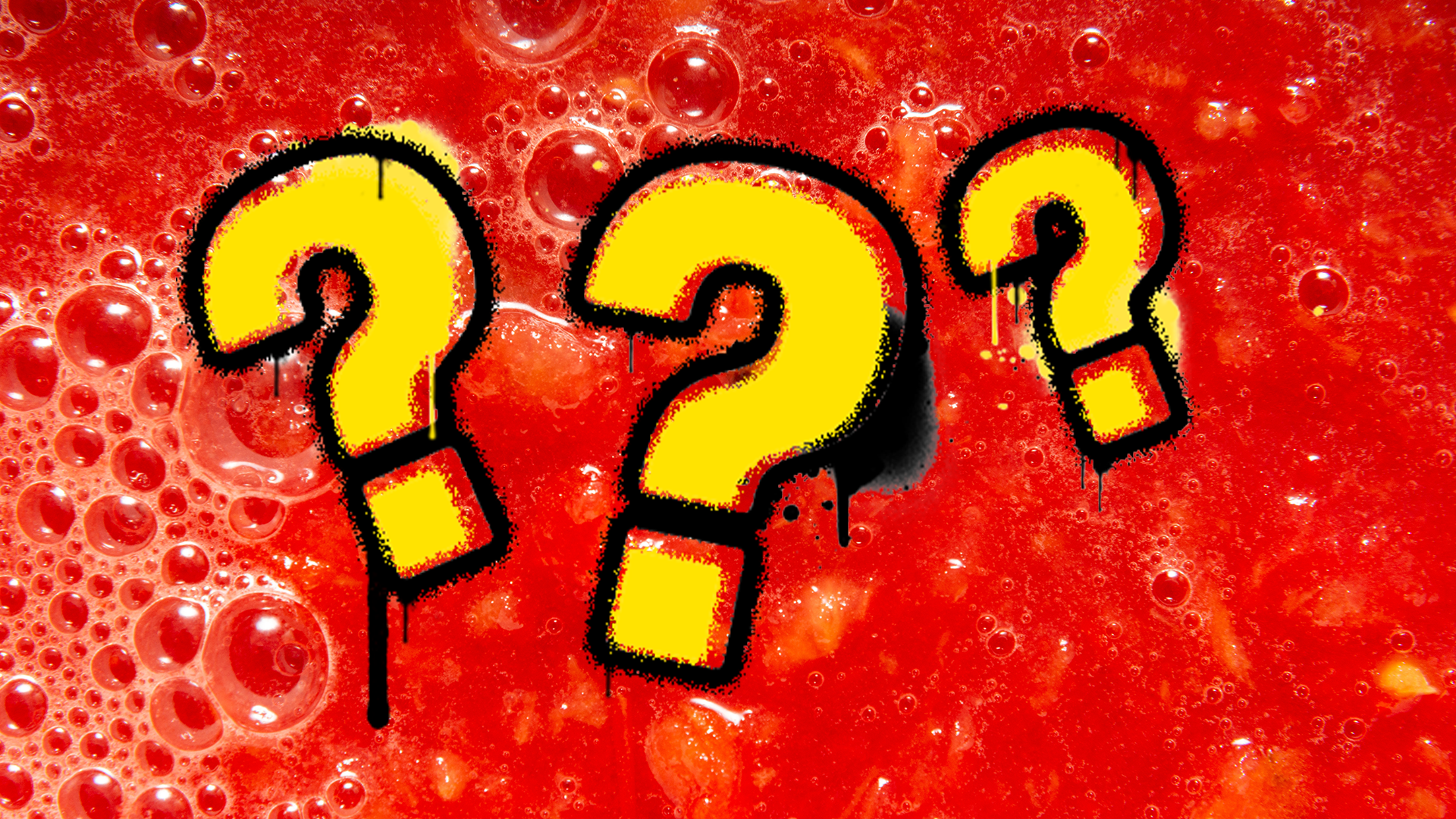 Soup background and question marks