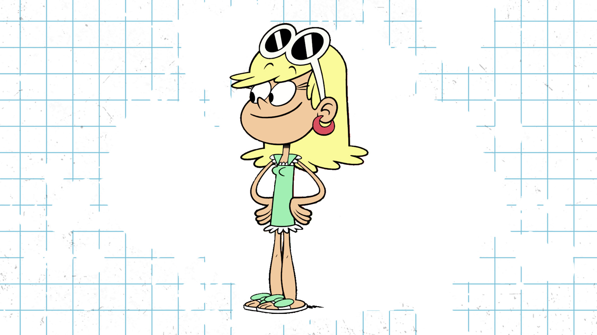 A Loud House character with blonde hair and sunglasses